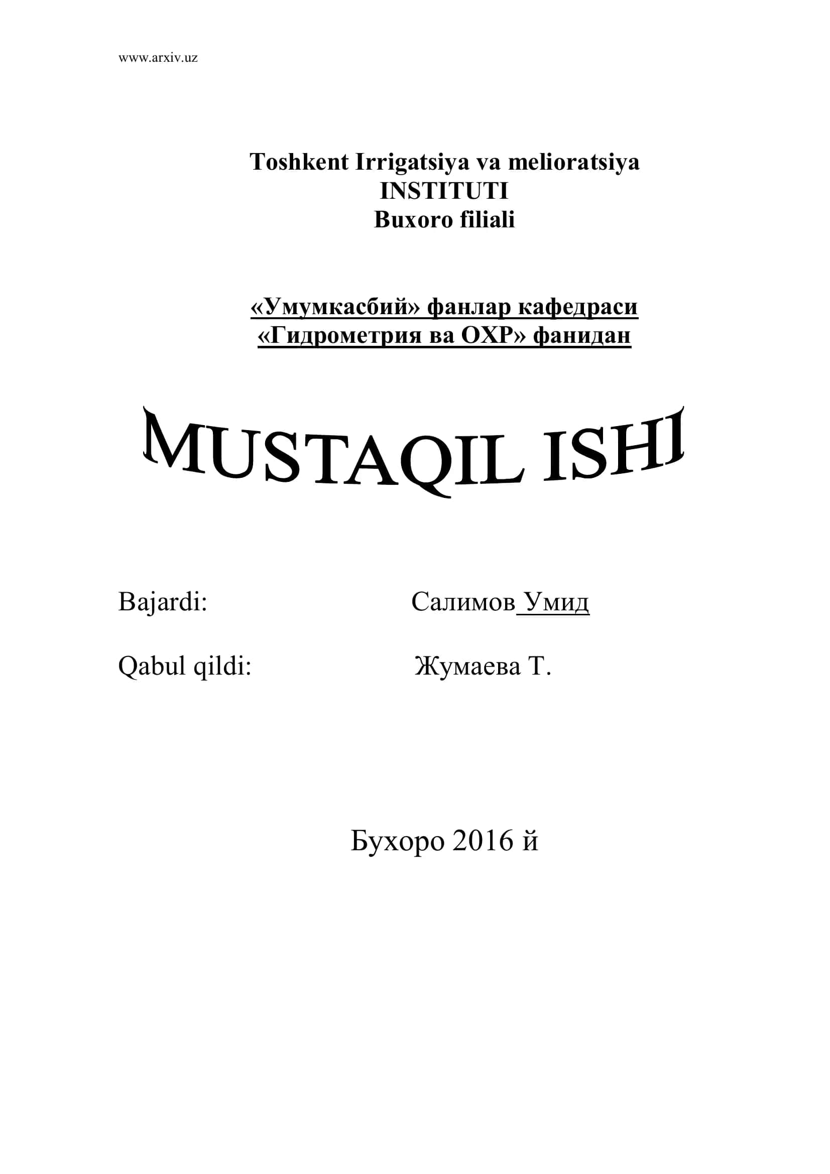 Сув манбалари ва уларнинг санитария холати 1