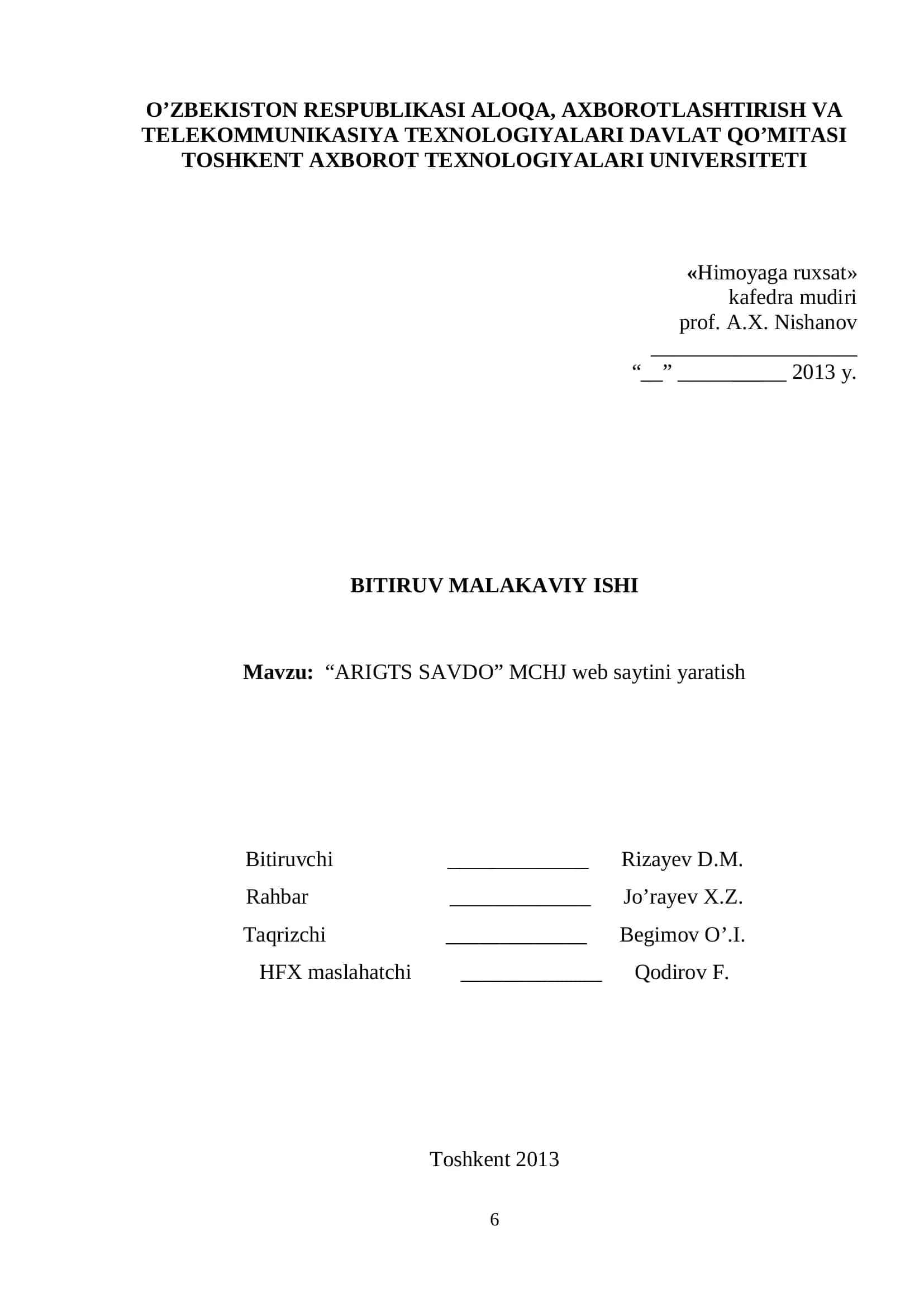ARIGTS SAVDO MCHJ web saytini yaratish 1