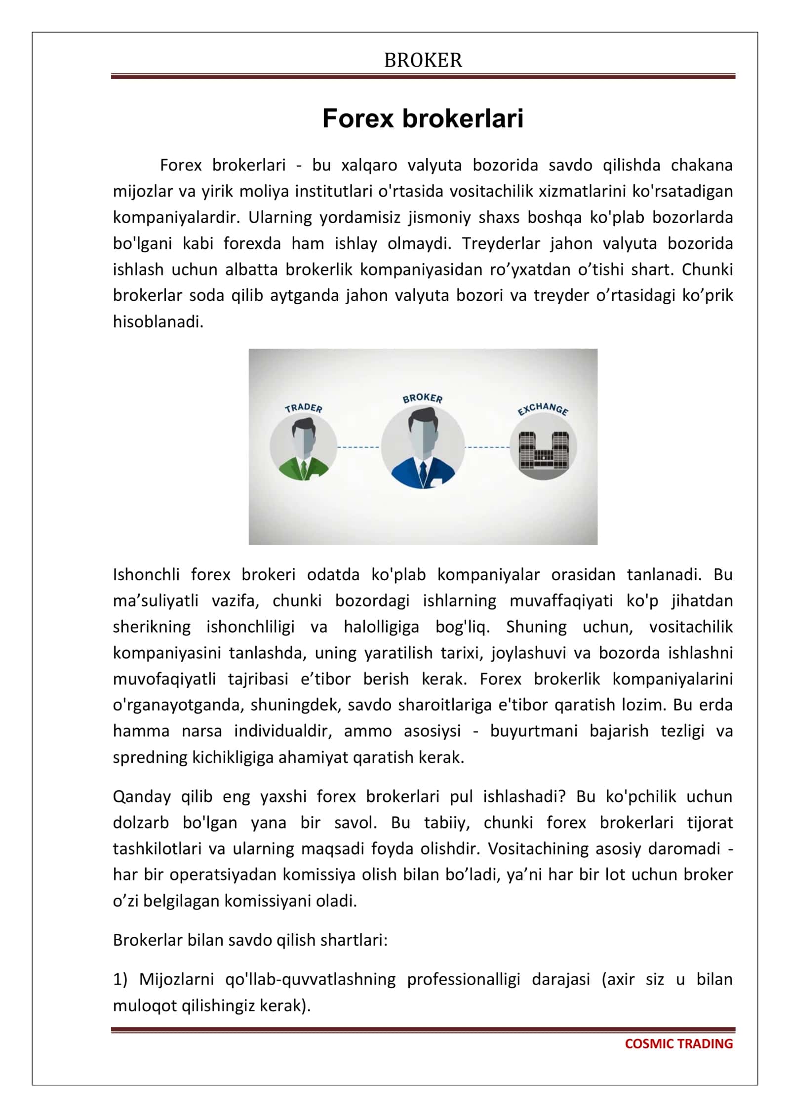 COSMIC TRADING 1