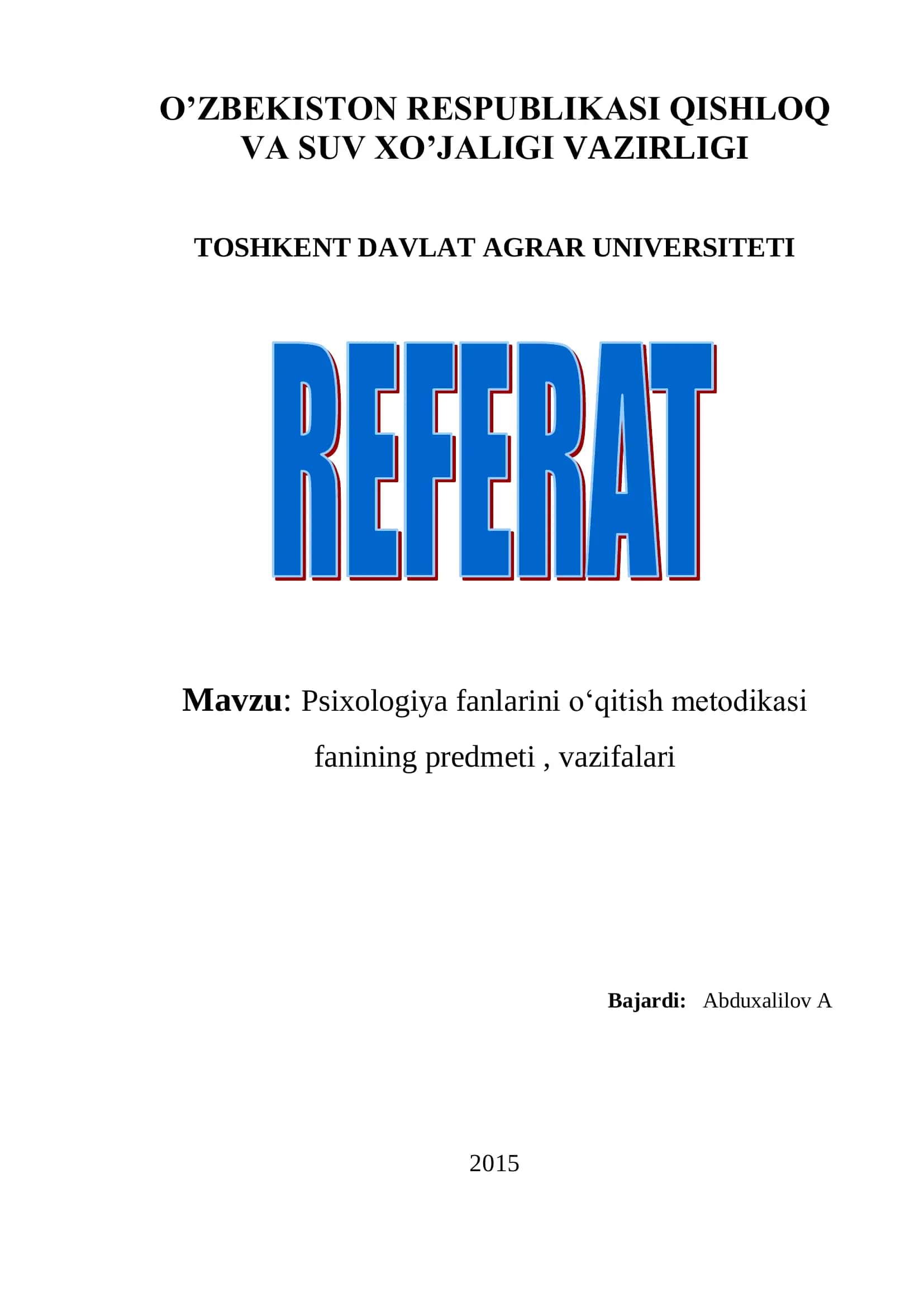 Psixologiya fanlarini о‘qitish metodikasi 1