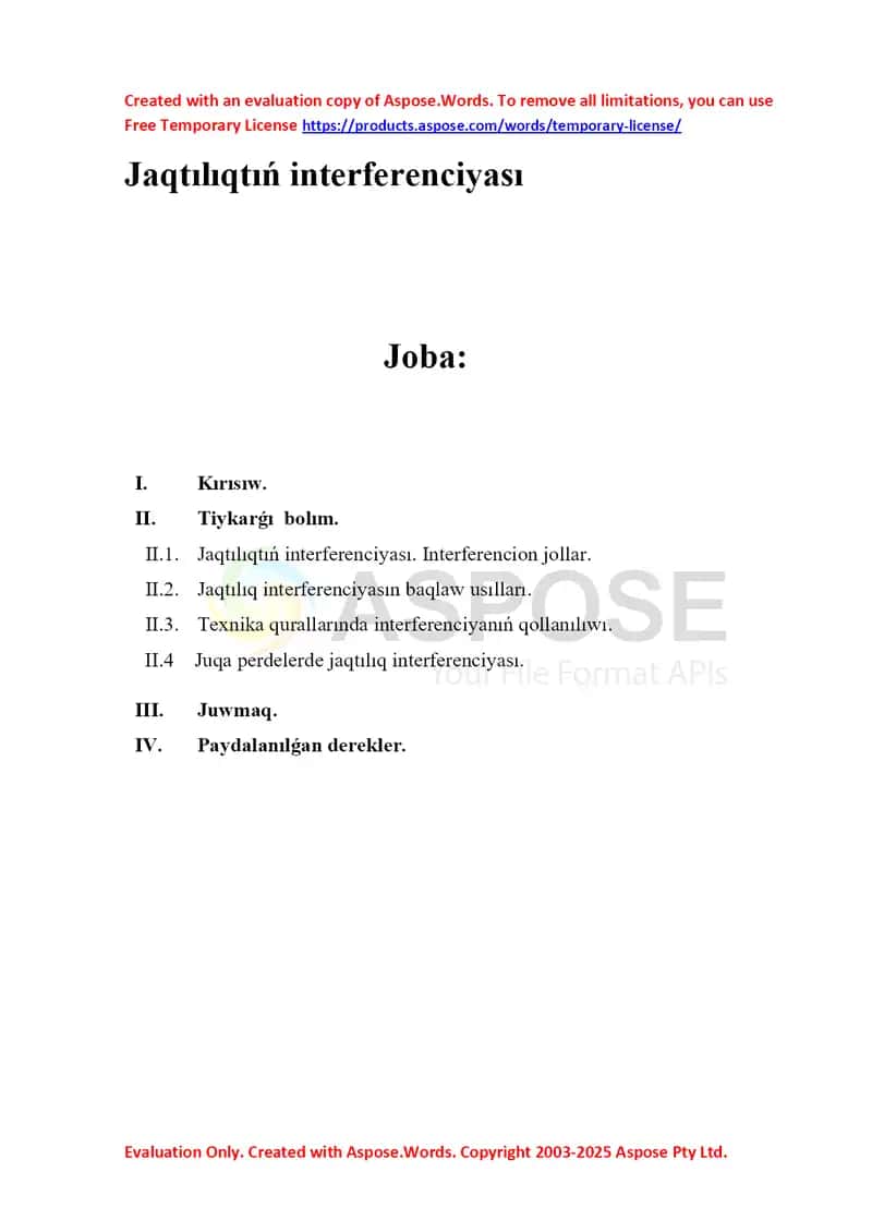 Jaqtılıqtıń interferenciyası 1