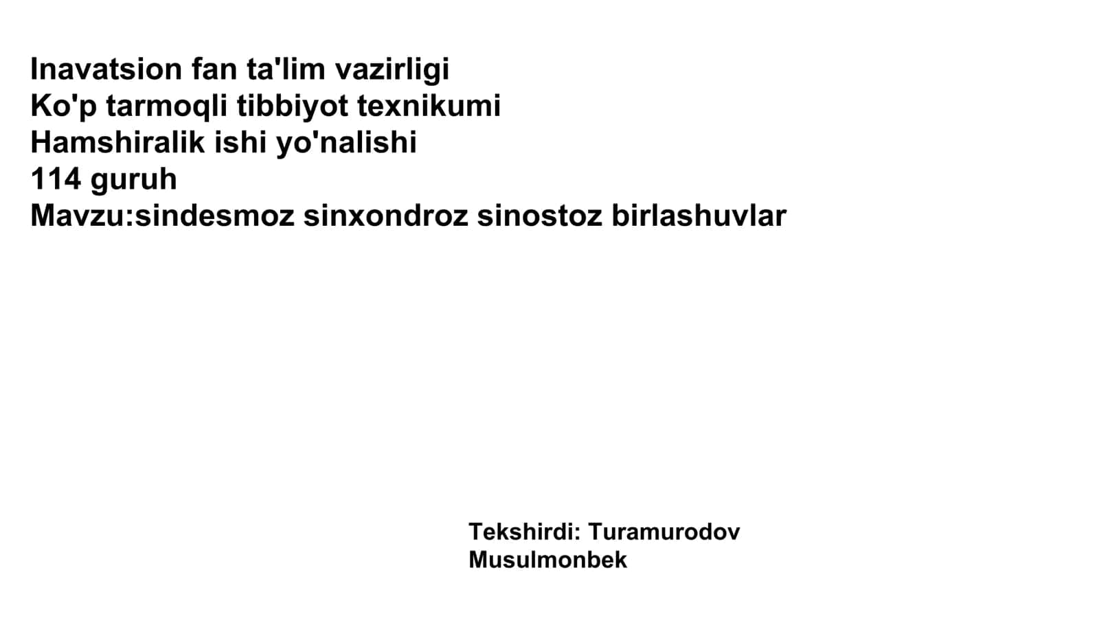 Ko'p tarmoqli tibbiyot texnikumi 1