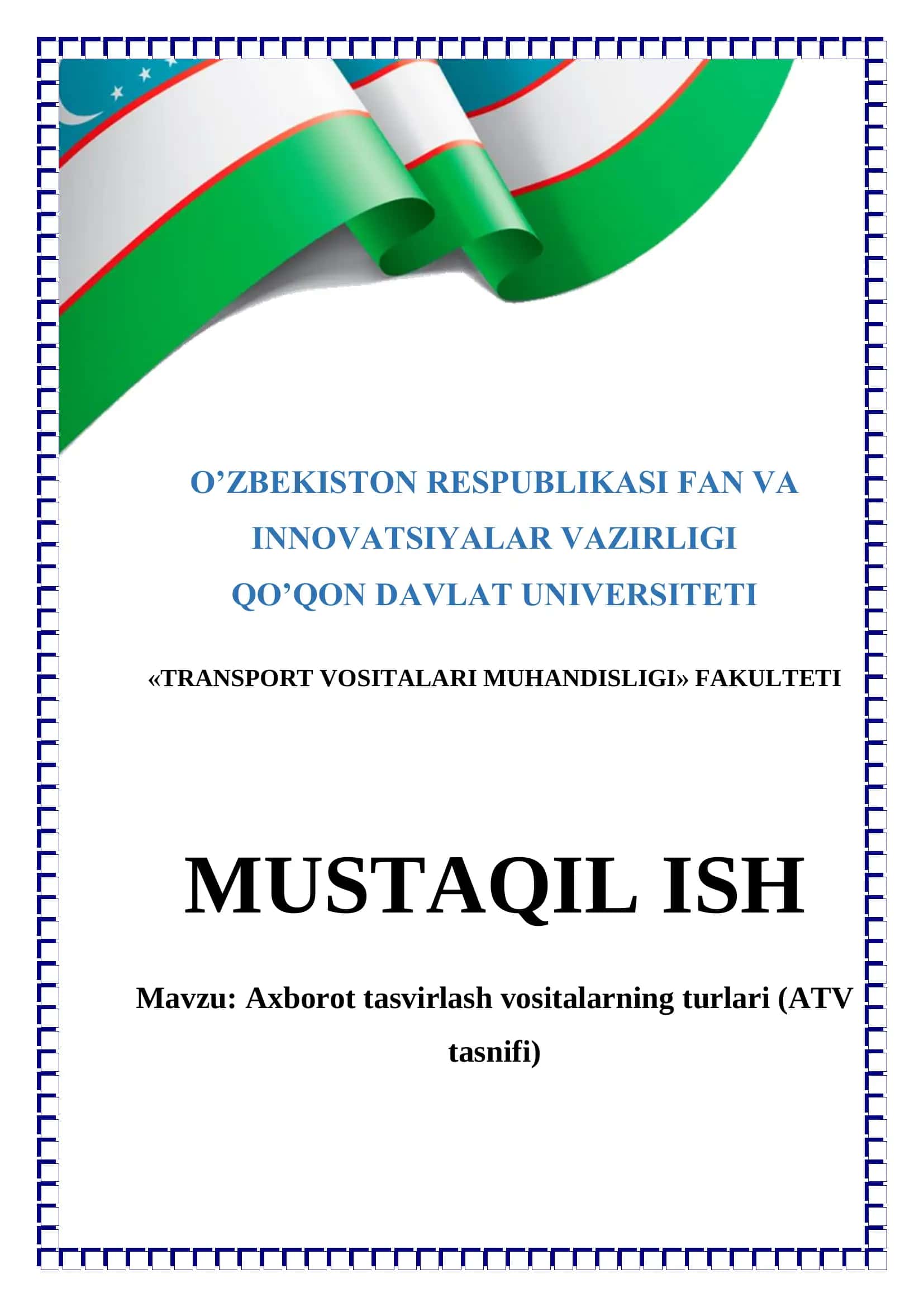 Axborot tasvirlash vositalarning turlari (ATV tasnifi) 1