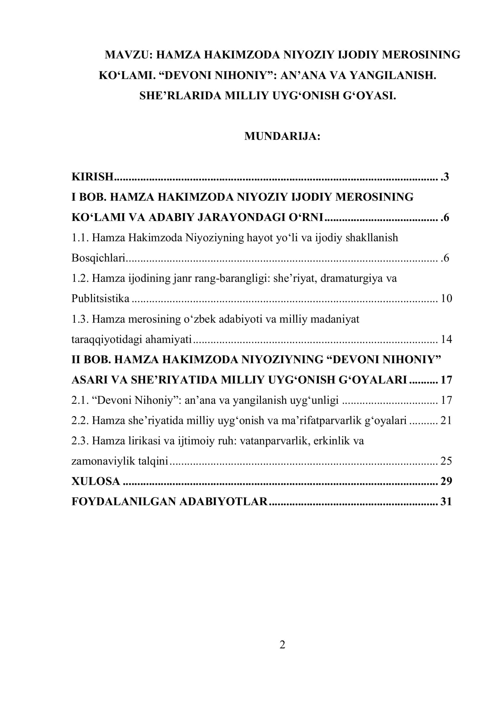 HAMZA HAKIMZODA NIYOZIY IJODIY MEROSINING KO‘LAMI. “DEVONI NIHONIY” 1