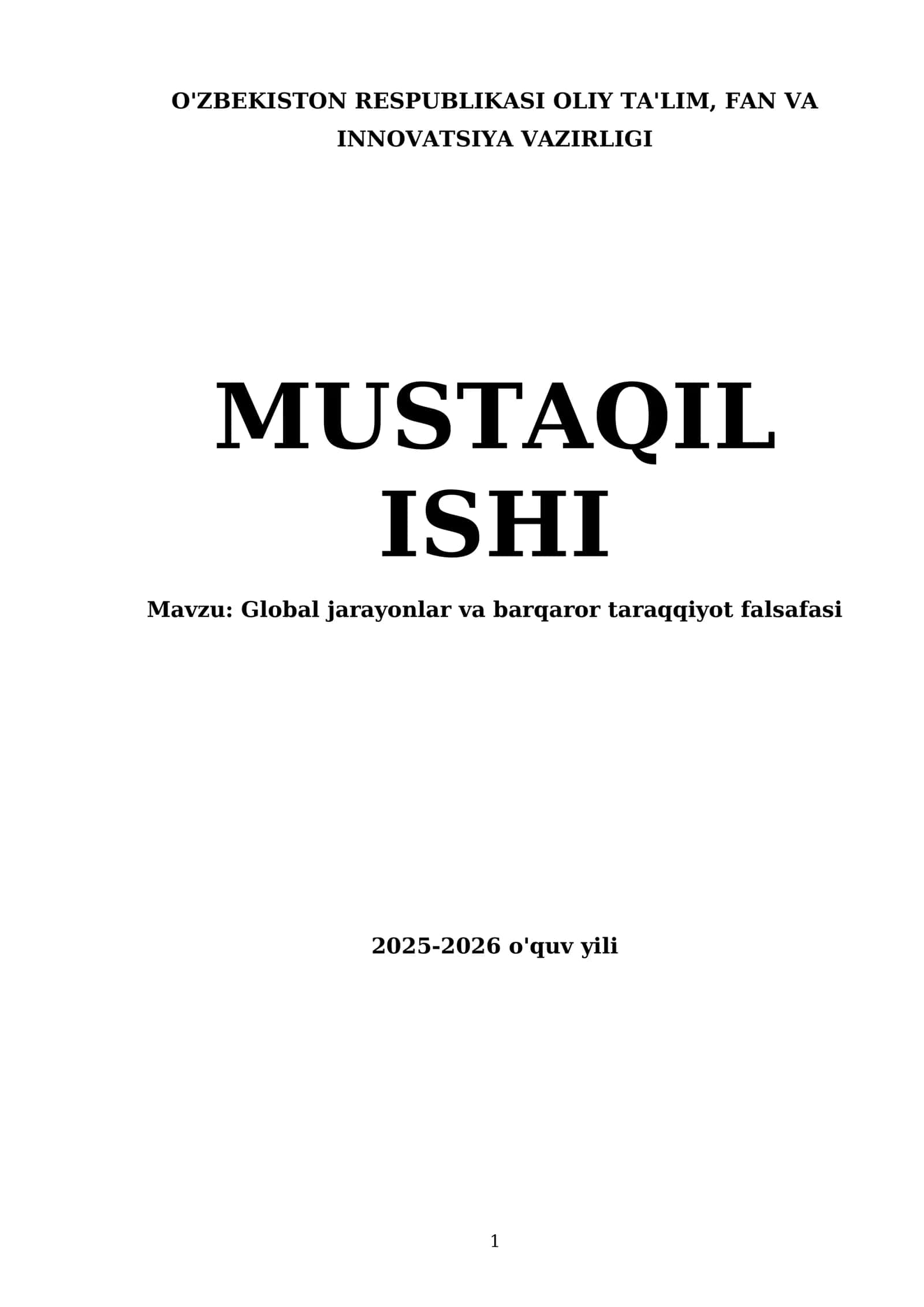 Global jarayonlar va barqaror taraqqiyot falsafasi 1