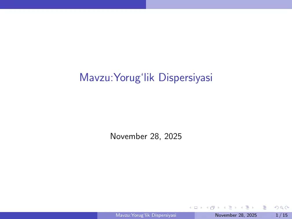 Yorug‘lik Dispersiyasi 1