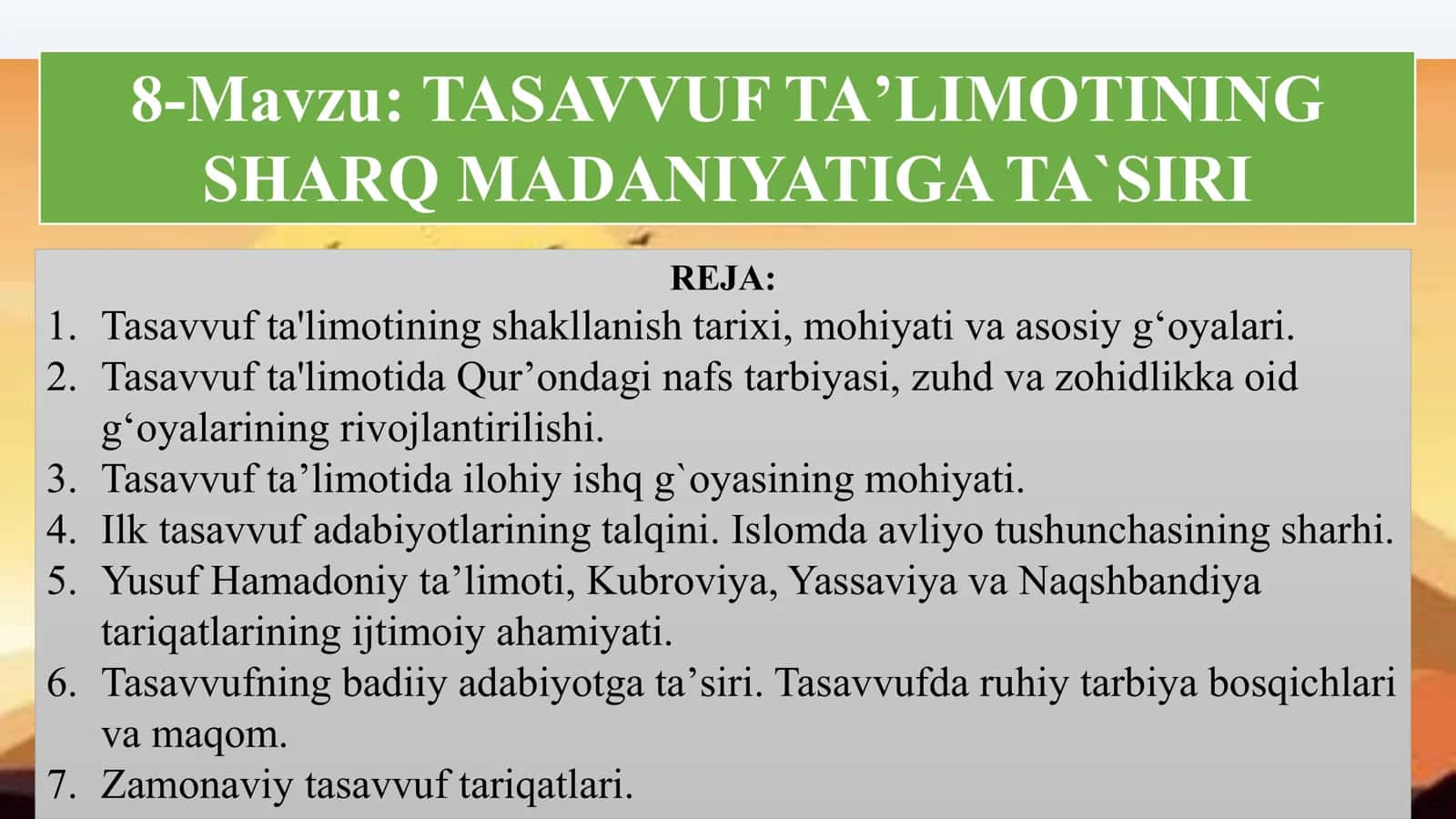 TASAVVUF TA'LIMOTI 1