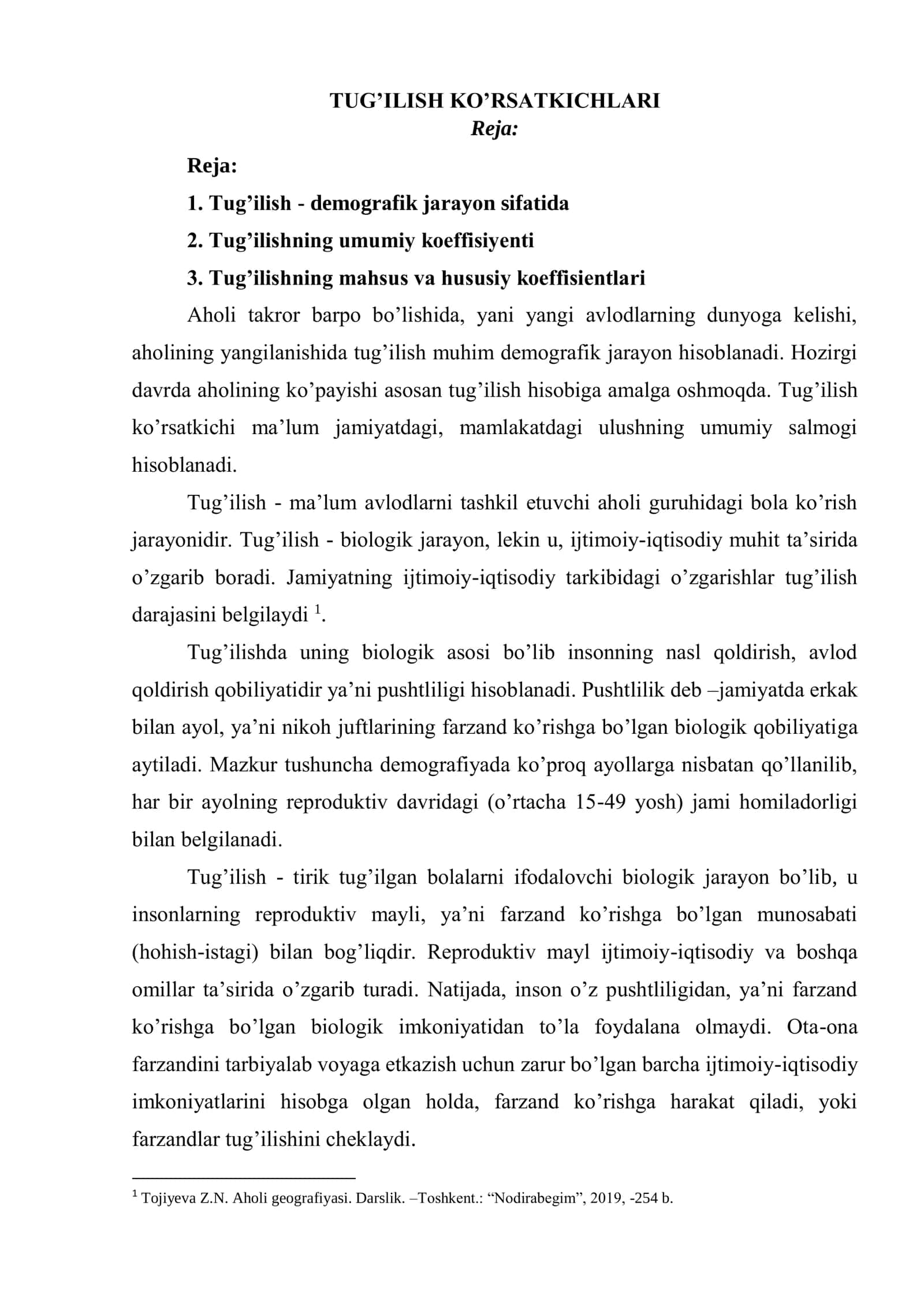 TUG’ILISH KO’RSATKICHLARI 1