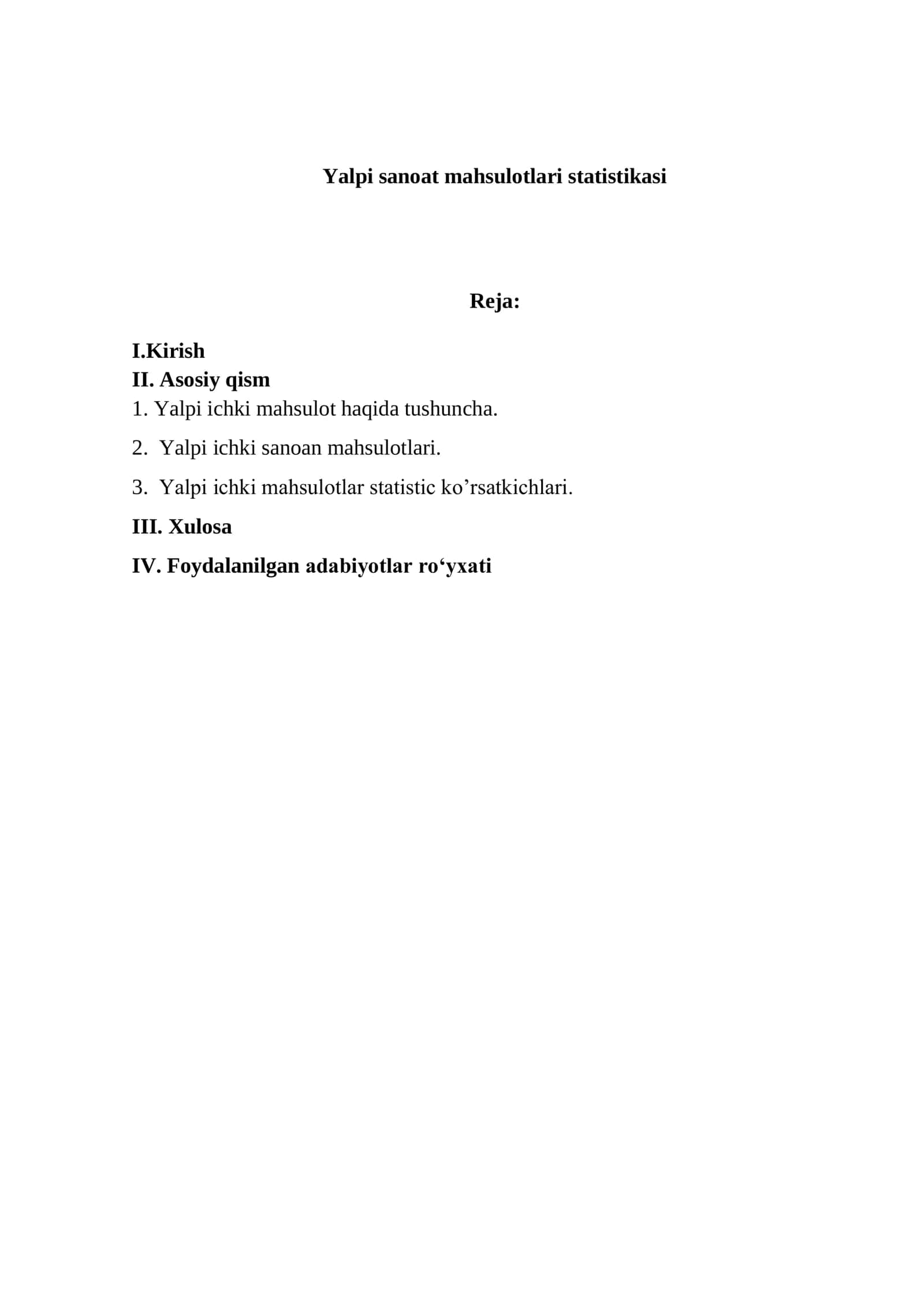 Yalpi sanoat mahsulotlari statistikasi 1