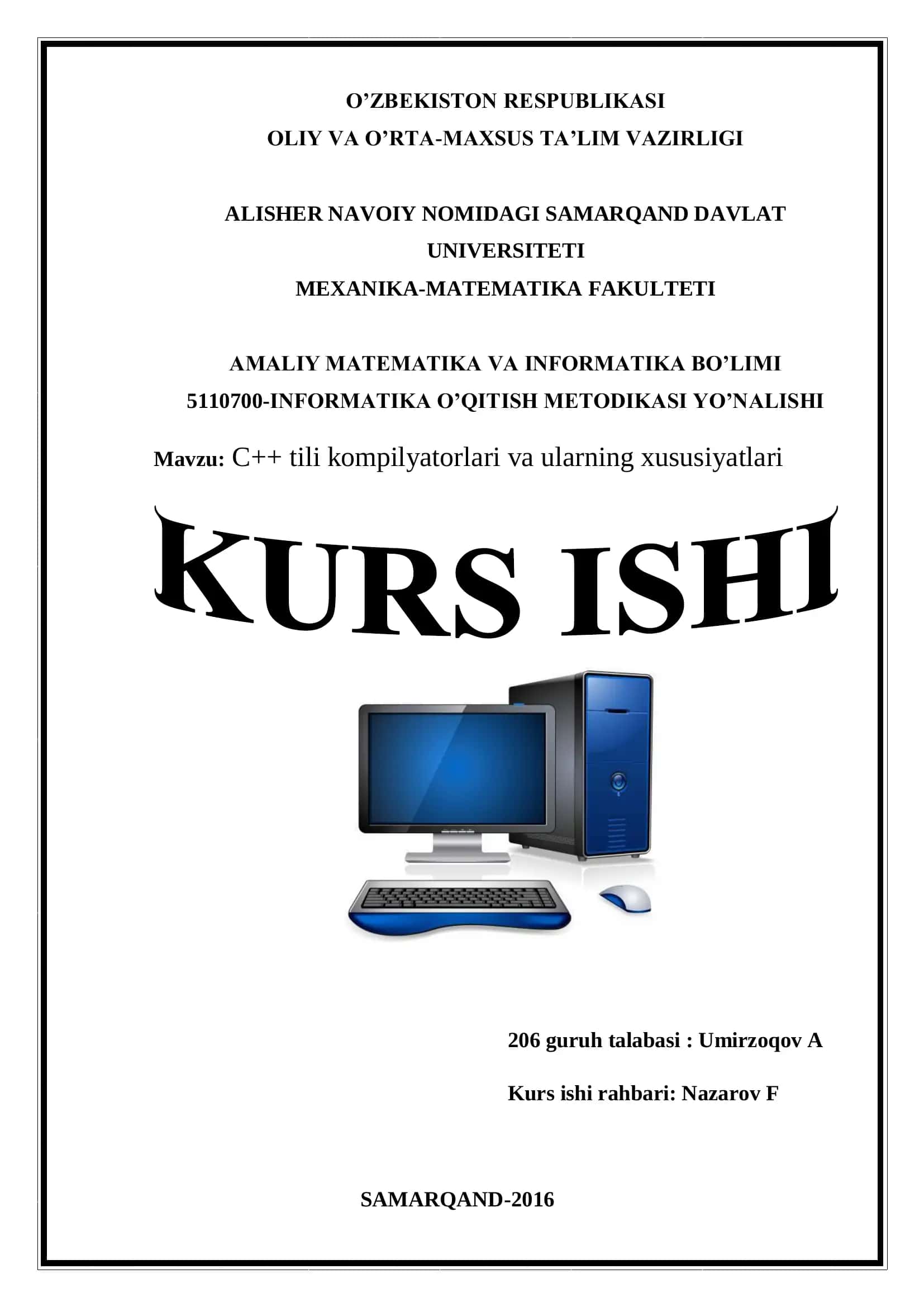 C++ tili kompilyatorlari va ularning xususiyatlari 1