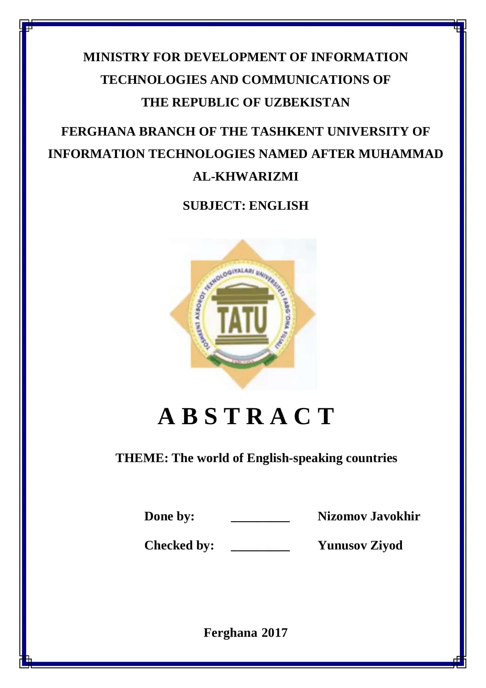 Theme: The world of English-speaking countries 1