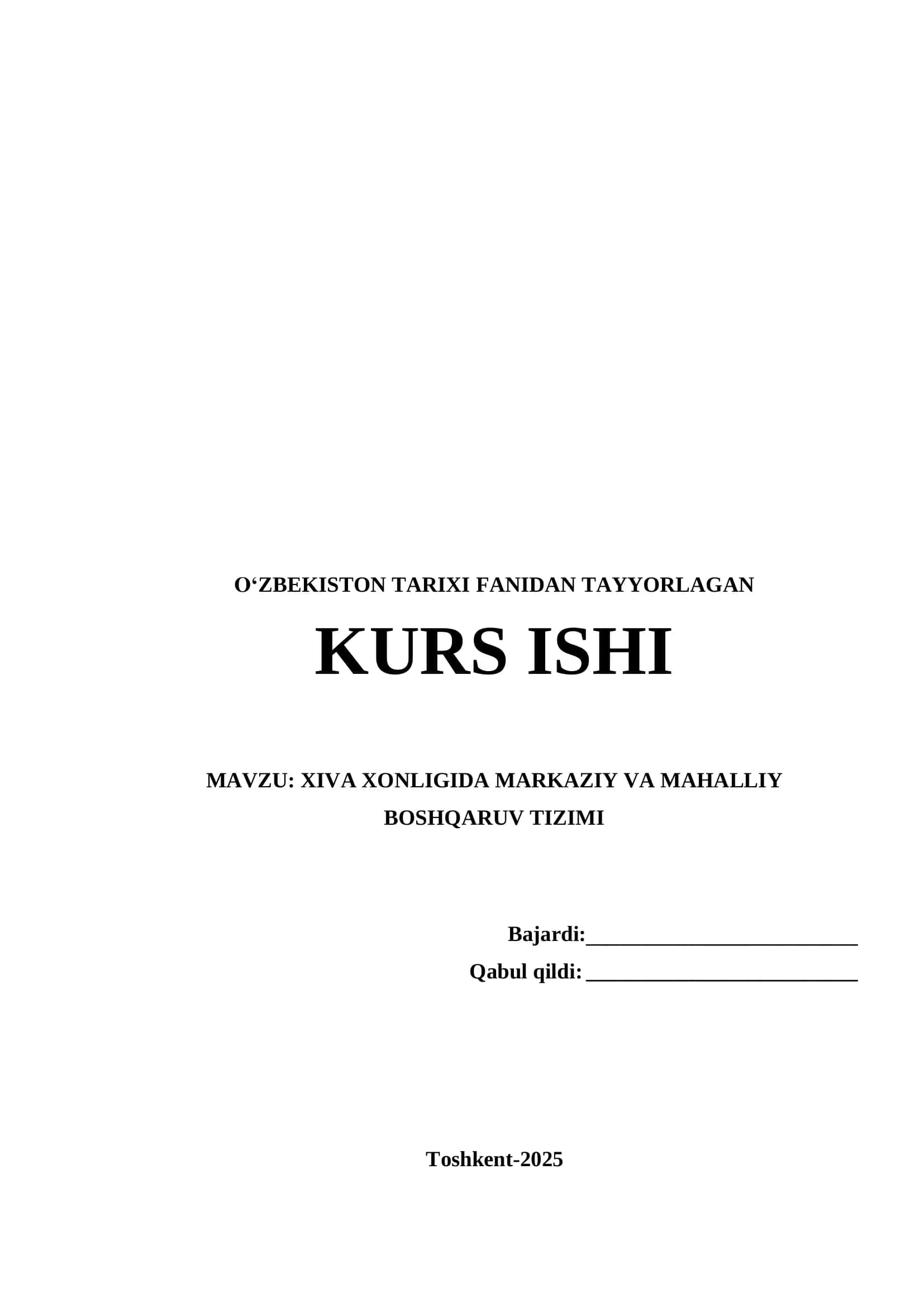 XIVA XONLIGIDA MARKAZIY VA MAHALLIY BOSHQARUV TIZIMI 1
