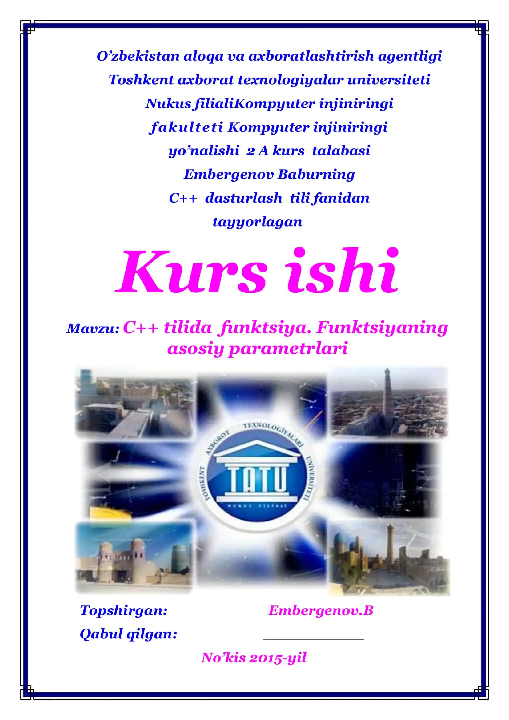 C++ tilida funktsiya 1