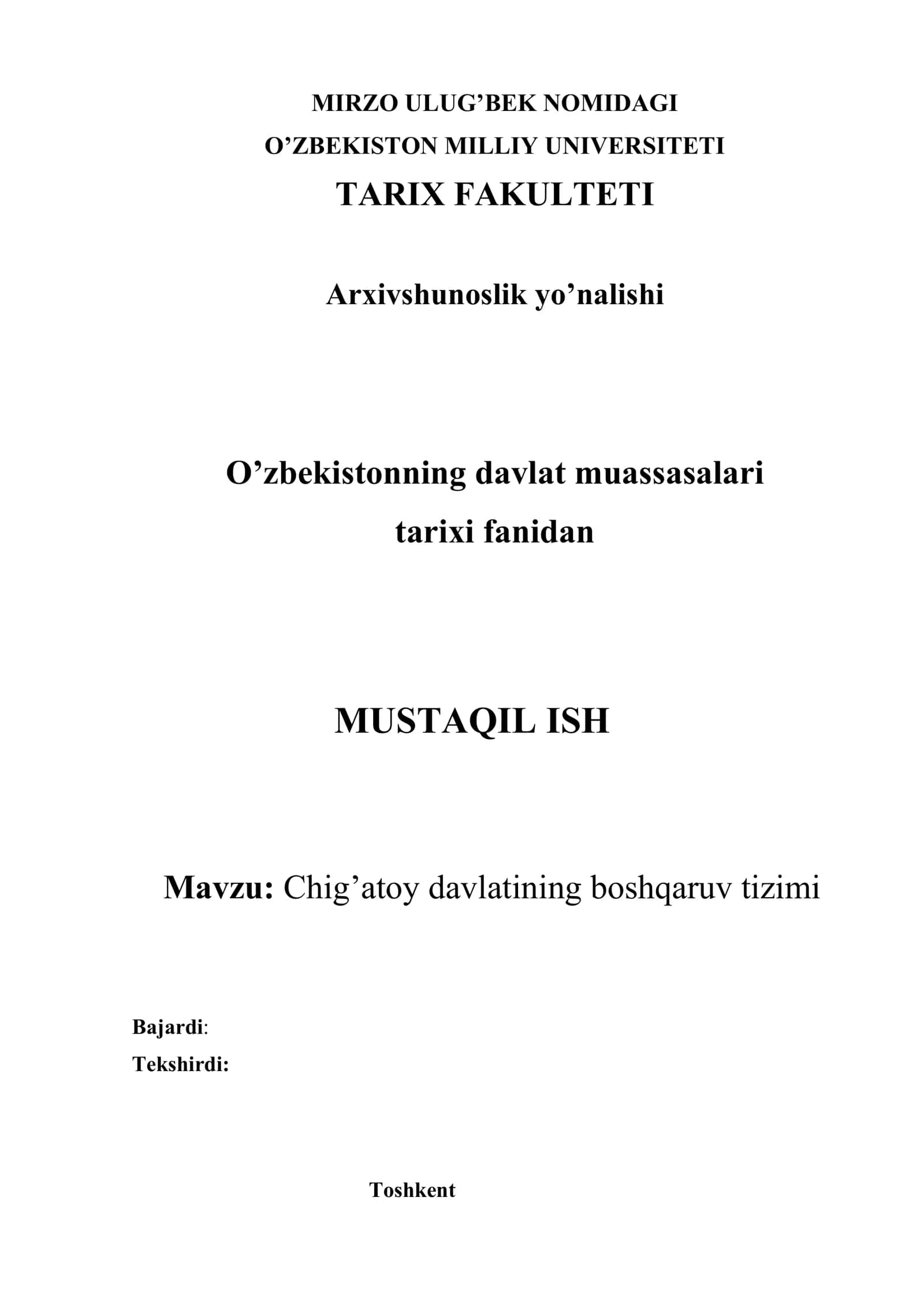 Chig’atoy davlatining boshqaruv tizimi 1