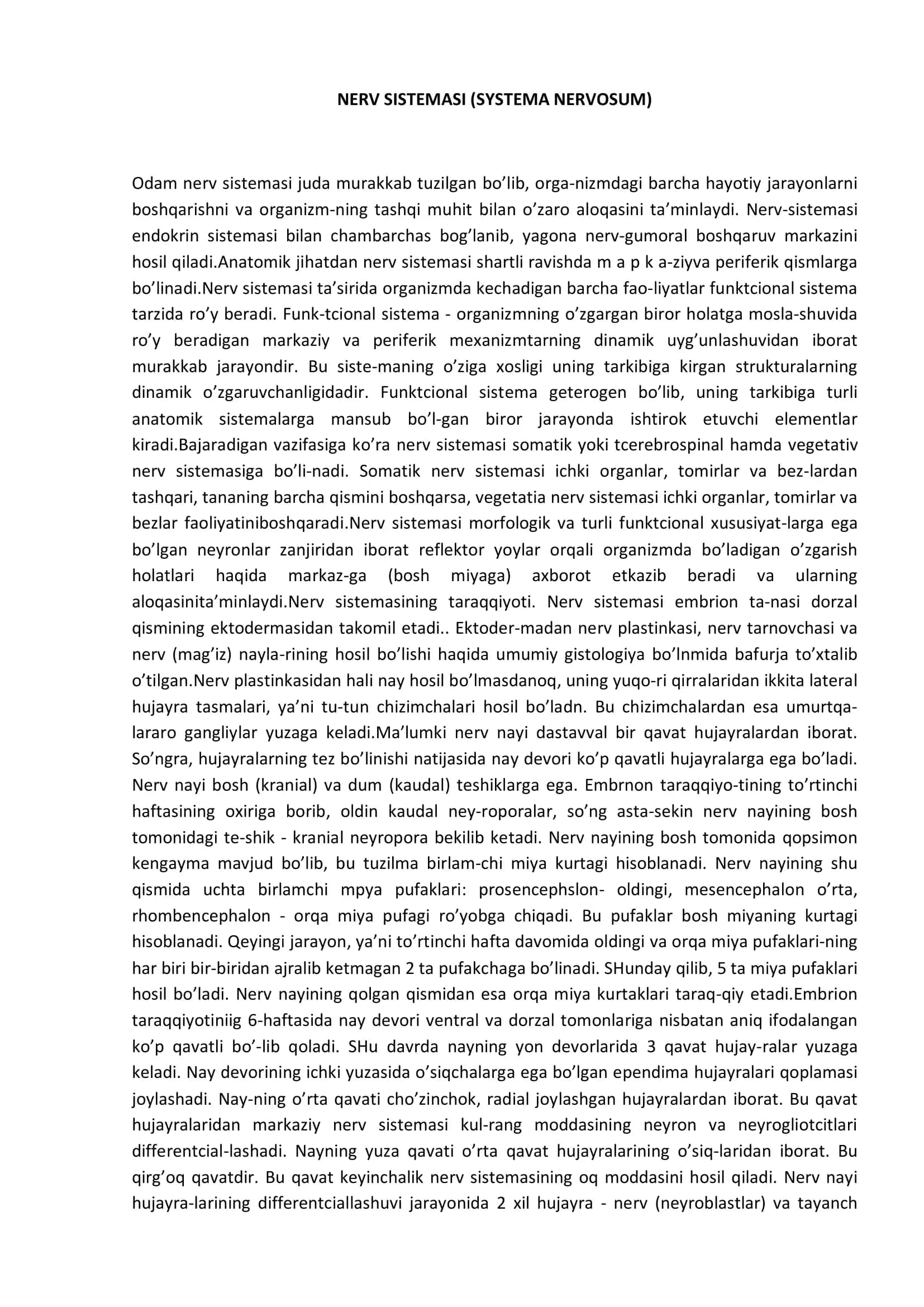 NERV SISTEMASI (SYSTEMA NERVOSUM) 1