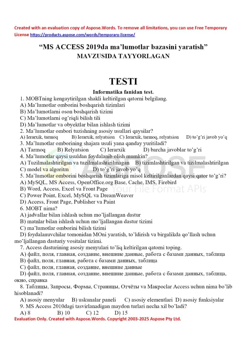 Access test 1