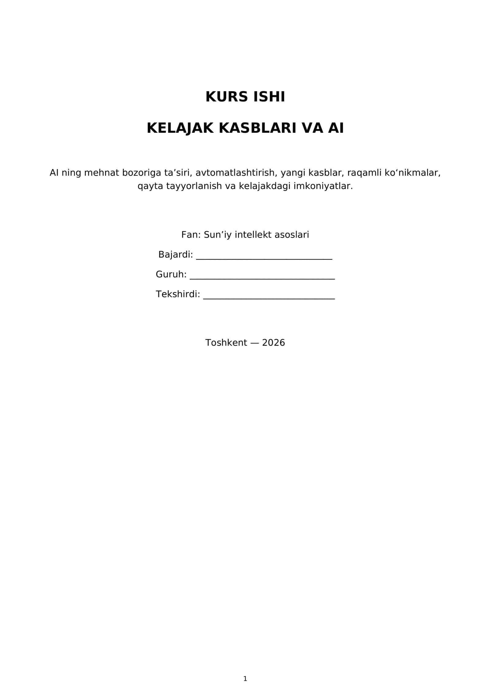 Kelajak kasblari va AI 1