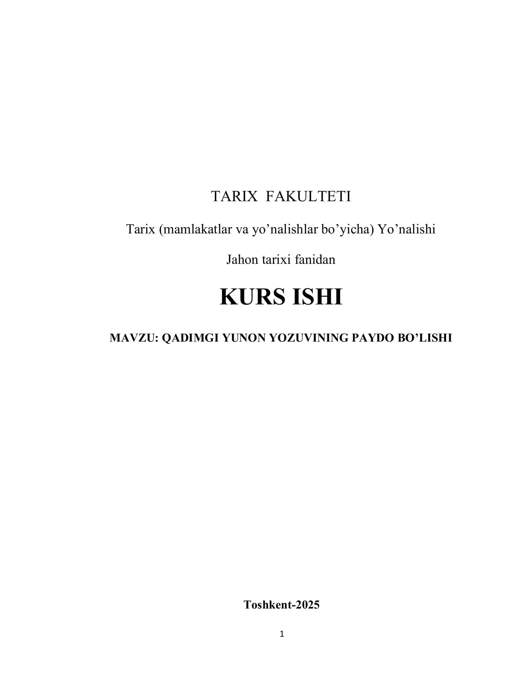 QADIMGI YUNON YOZUVINING PAYDO BO’LISHI 1