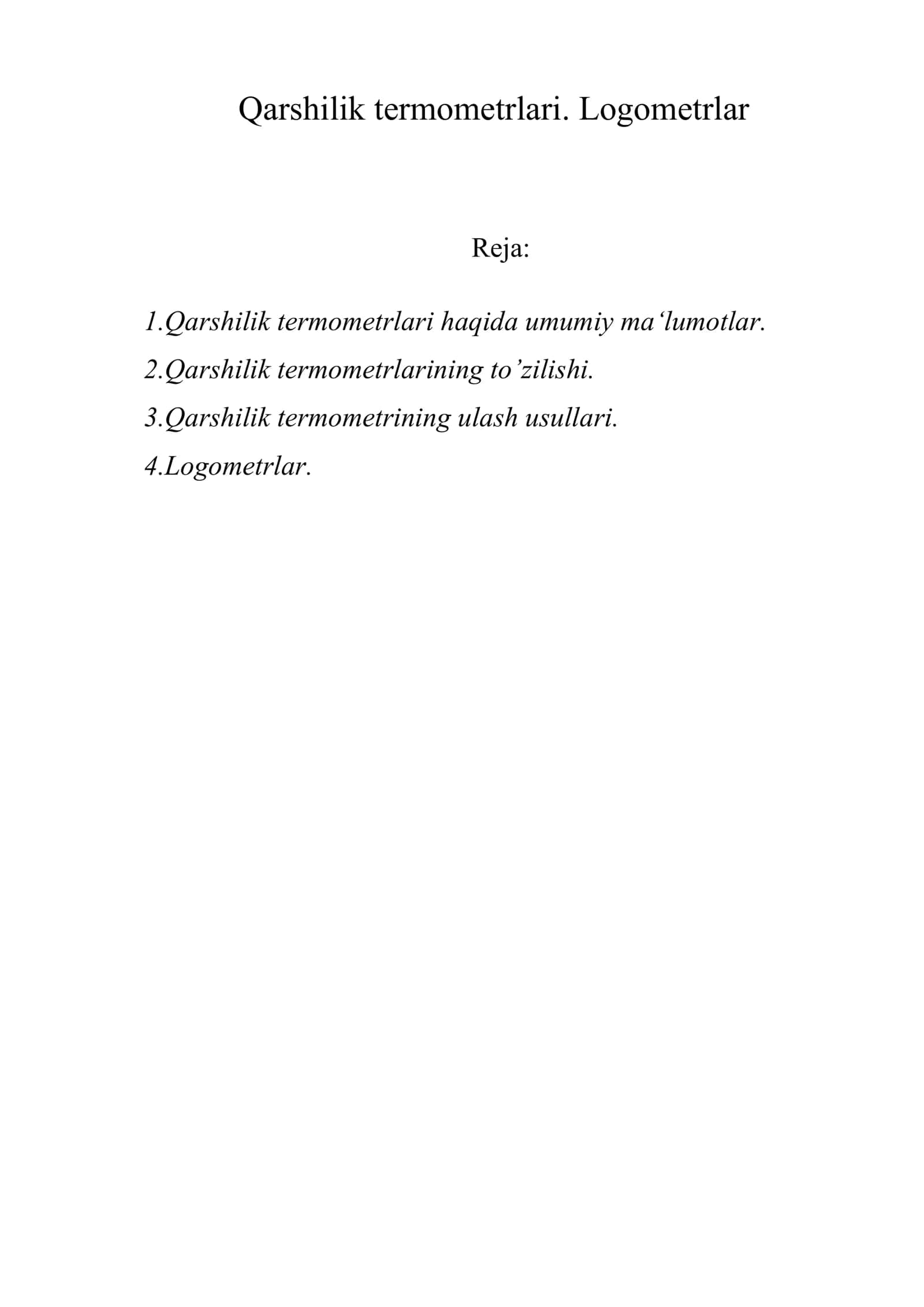 Qarshilik termometrlari. Logometrlar 1