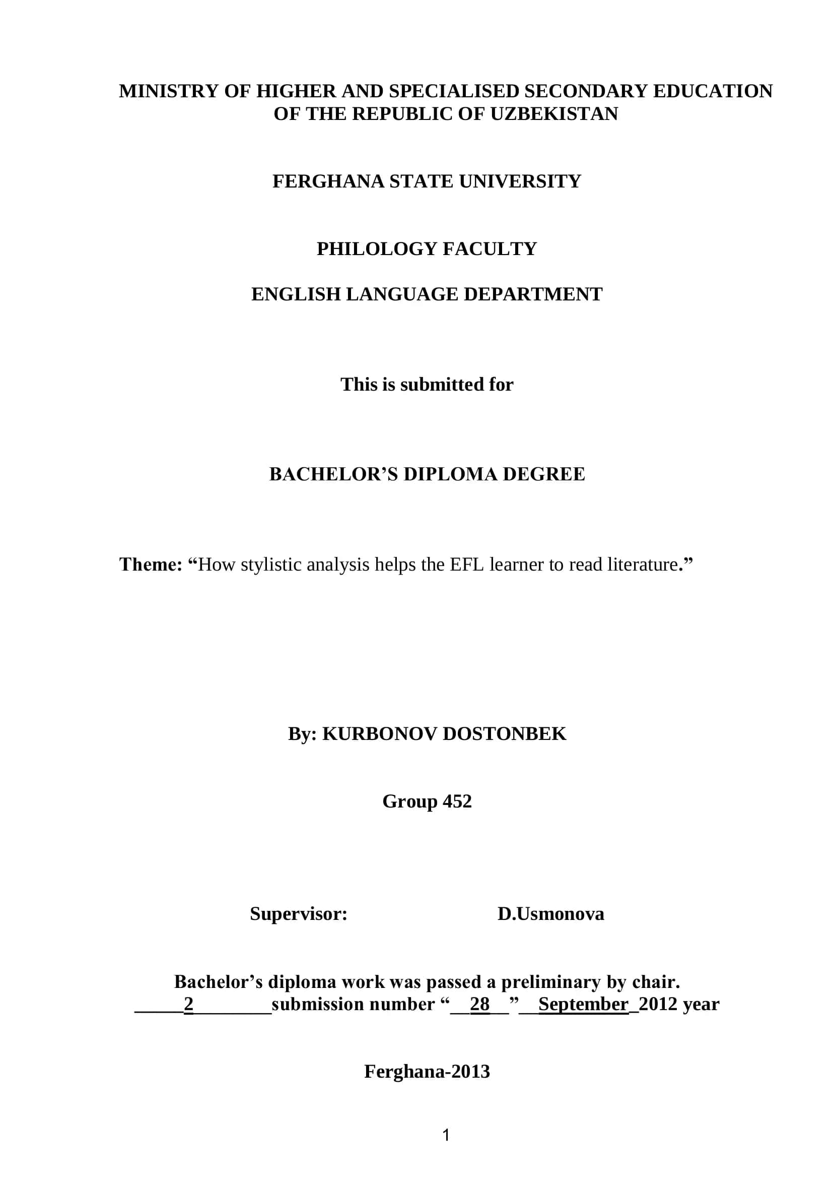 How stylistic analysis helps the EFL learner to read literature 1