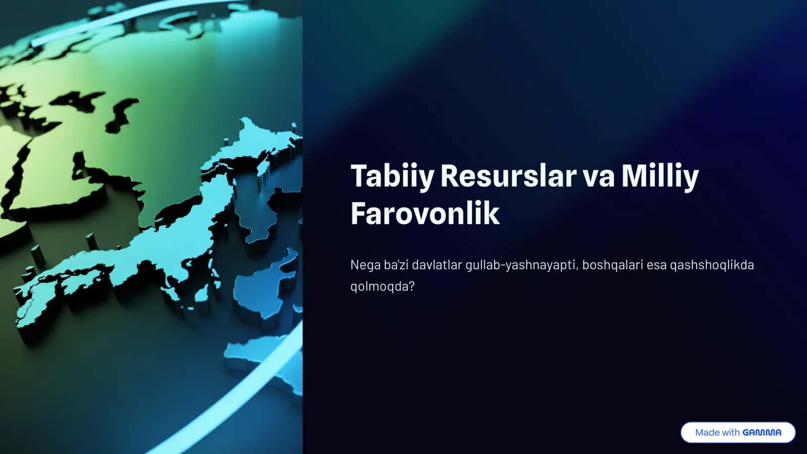 Tabiiy Resurslar va Milliy Farovonlik 1
