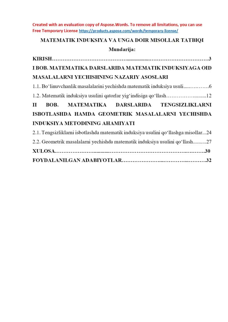 Matematik Induksiya va unga doir misollar tatbiqi 1