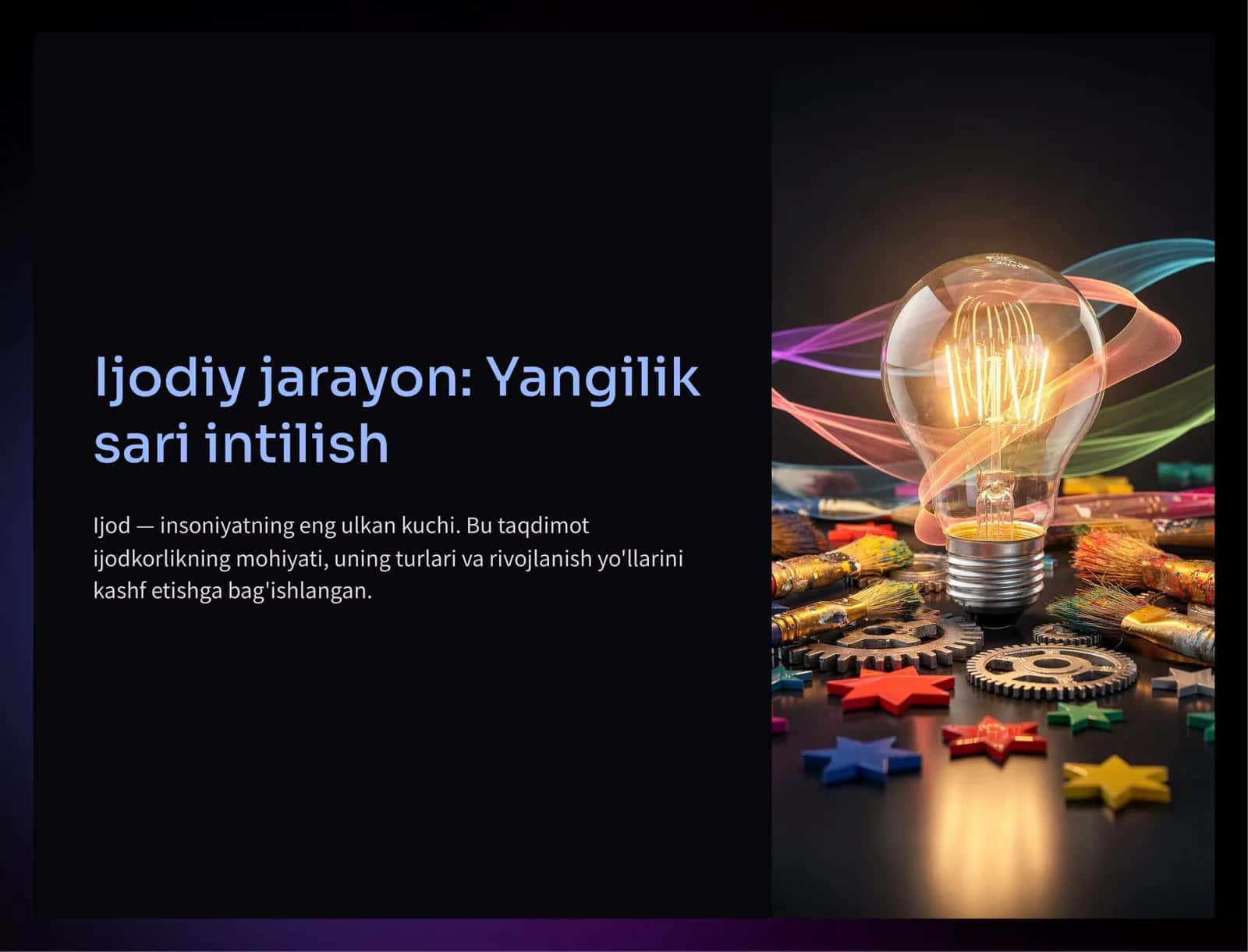 Ijodiy jarayon: Yangilik 1