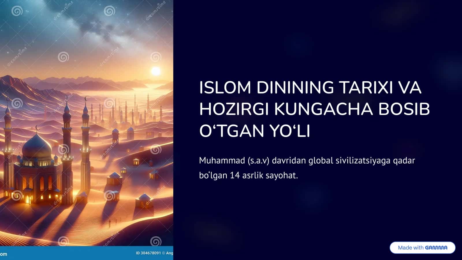 ISLOM DININING TARIXI VA HOZIRGI KUNGACHA BOSIB O8TGAN YO8LI 1