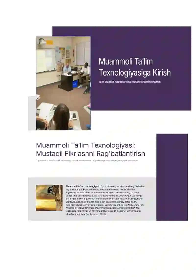 Muammoli Ta'lim Texnologiyasi