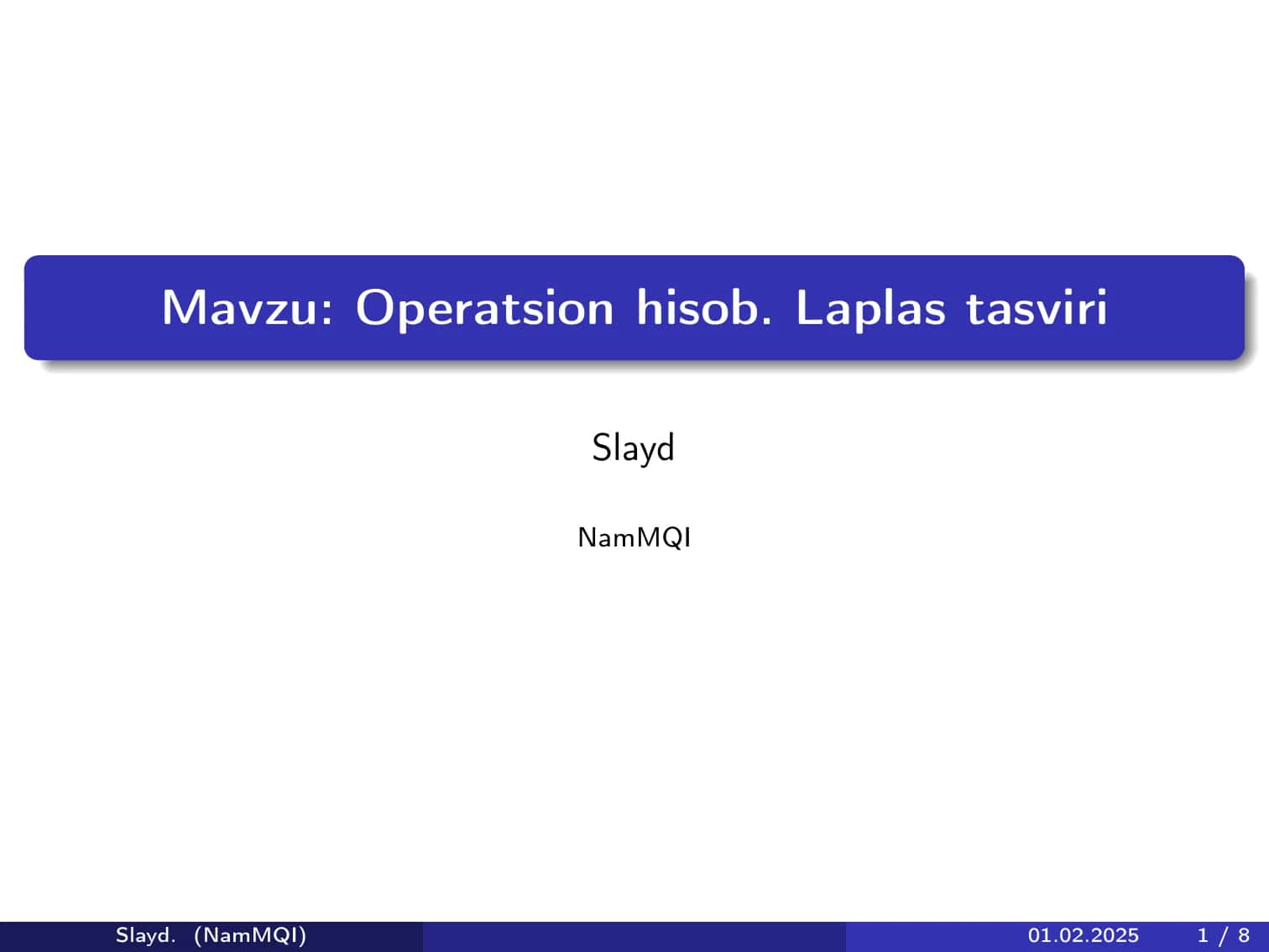 Operatsion hisob. Laplas tasviri 1