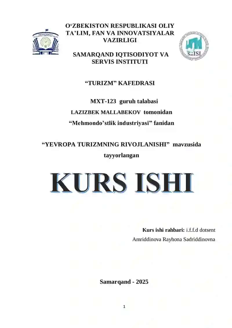 YEVROPA TURIZMNING RIVOJLANISHI