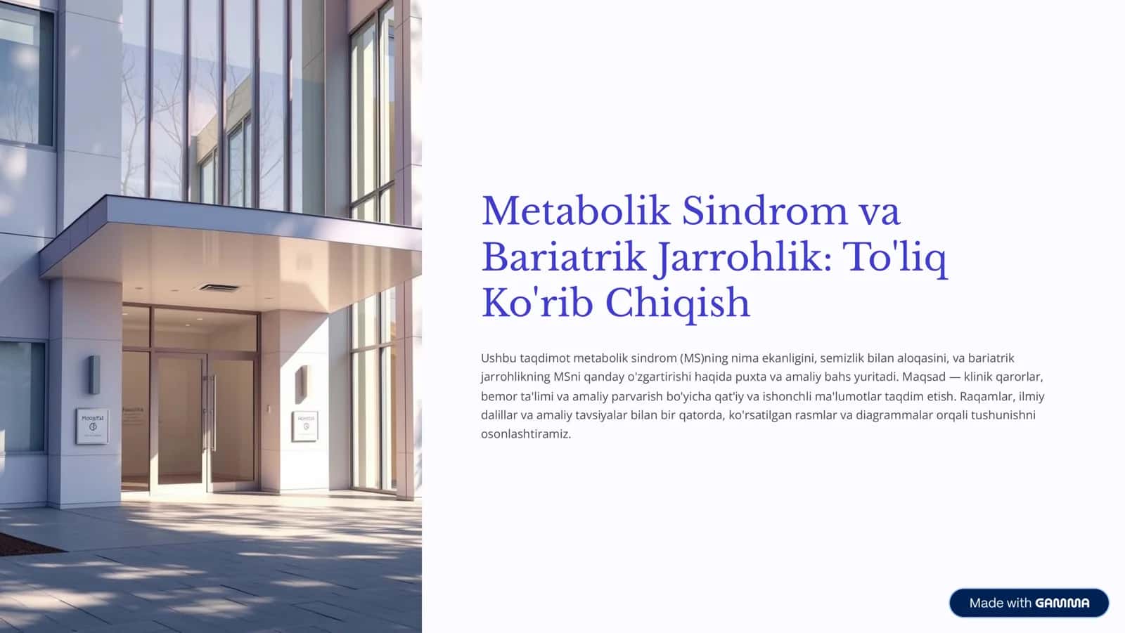 Metabolik Sindrom va Bariatrik Jarrohlik: To'liq Ko'rib Chiqish 1