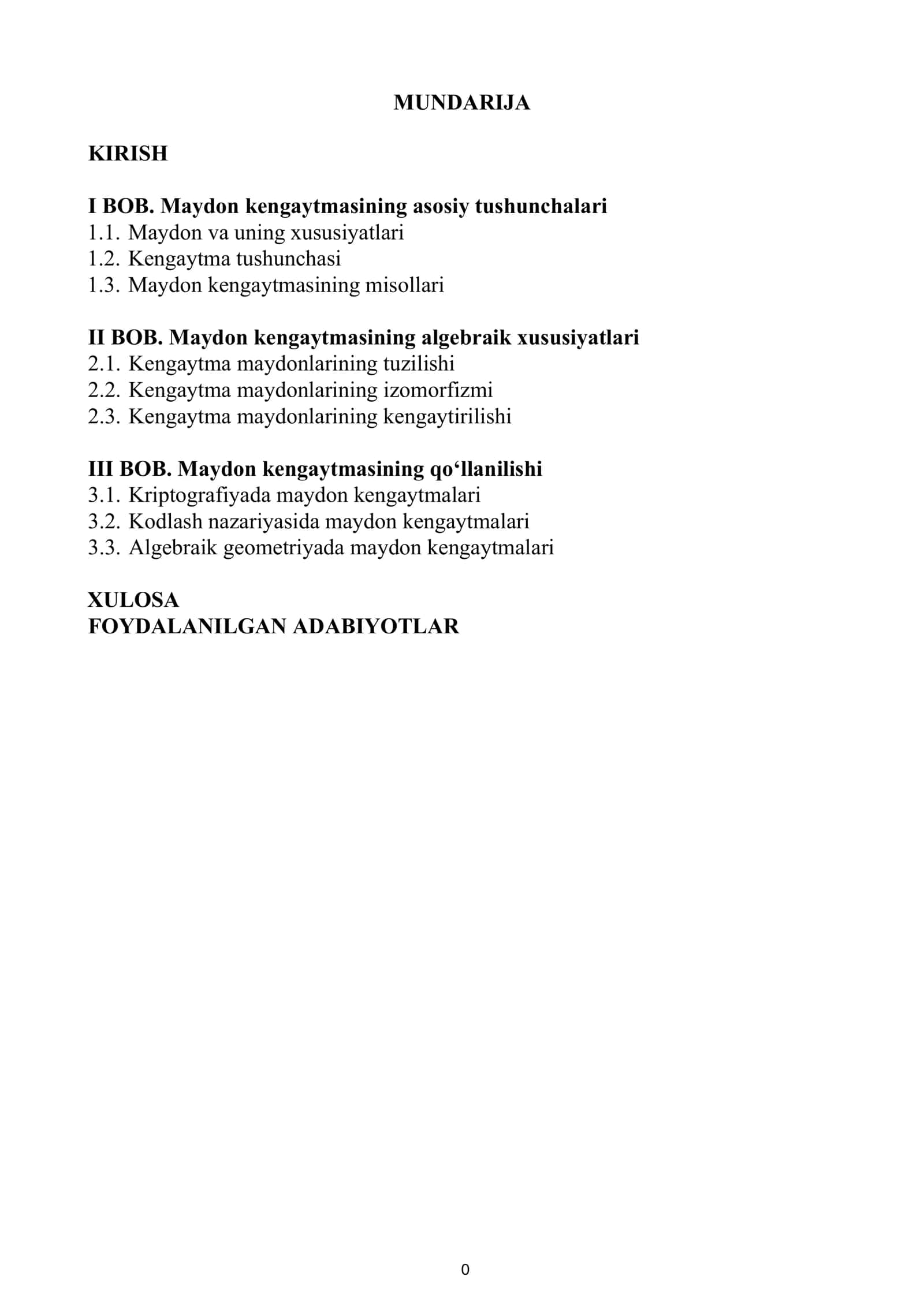Maydon kengaytmasi algebrai 1