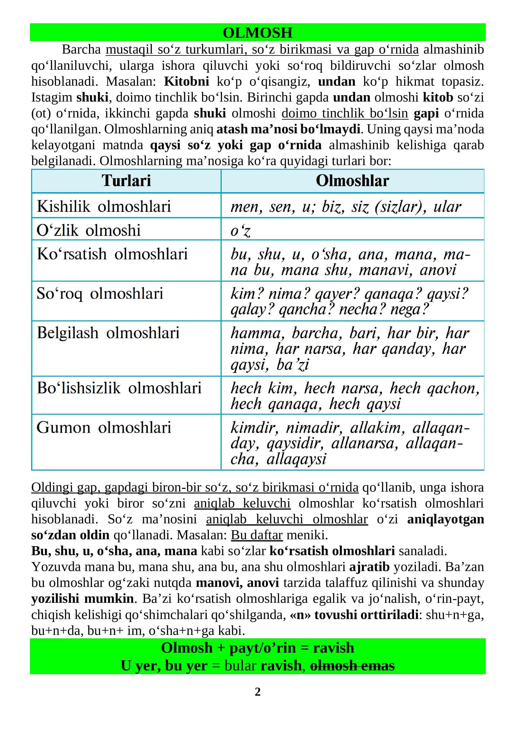 7 -ona tili sertifikat mavzulashtirilgan testlar bilan. 1