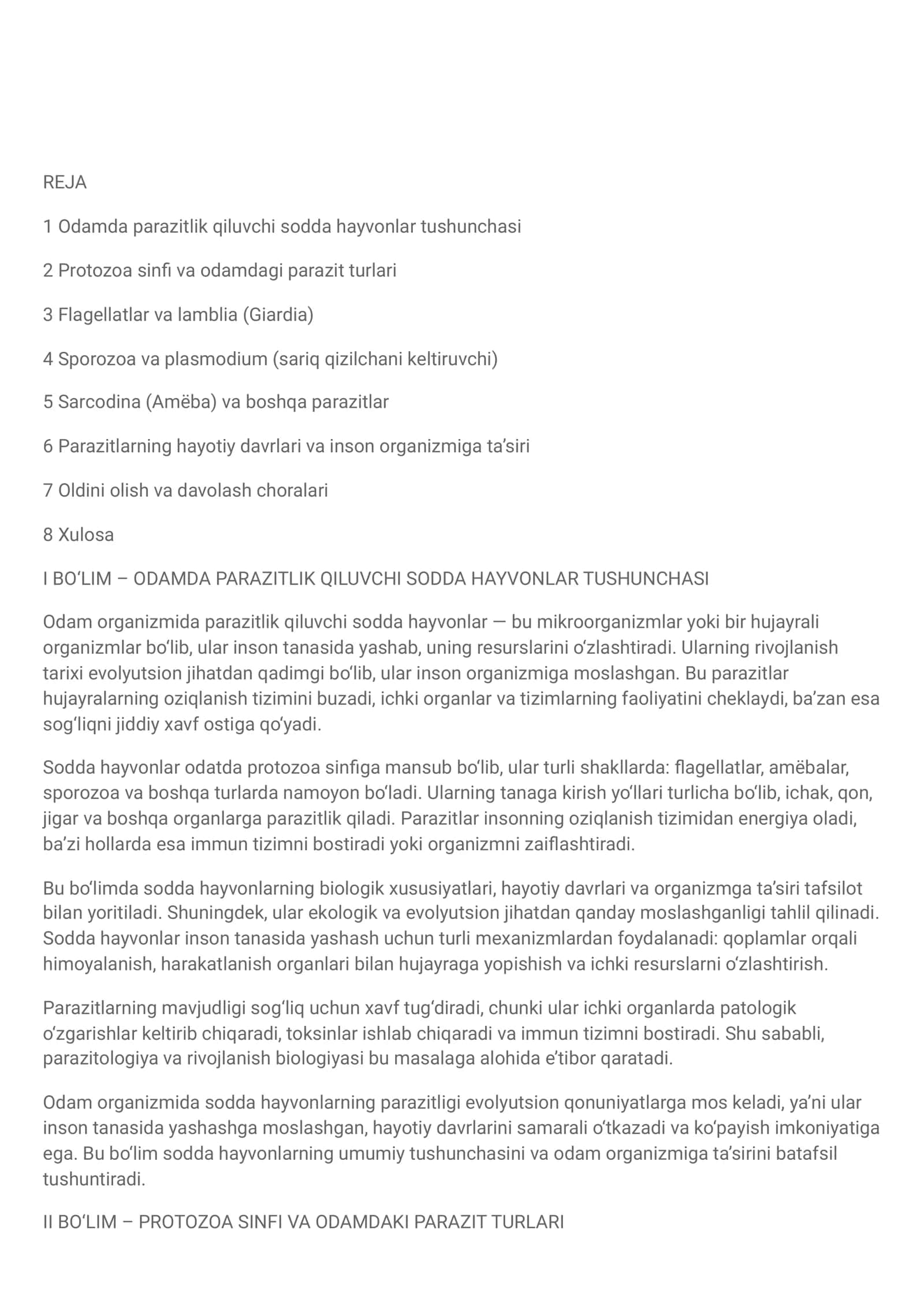Odamdagi parazitlar turlari 1