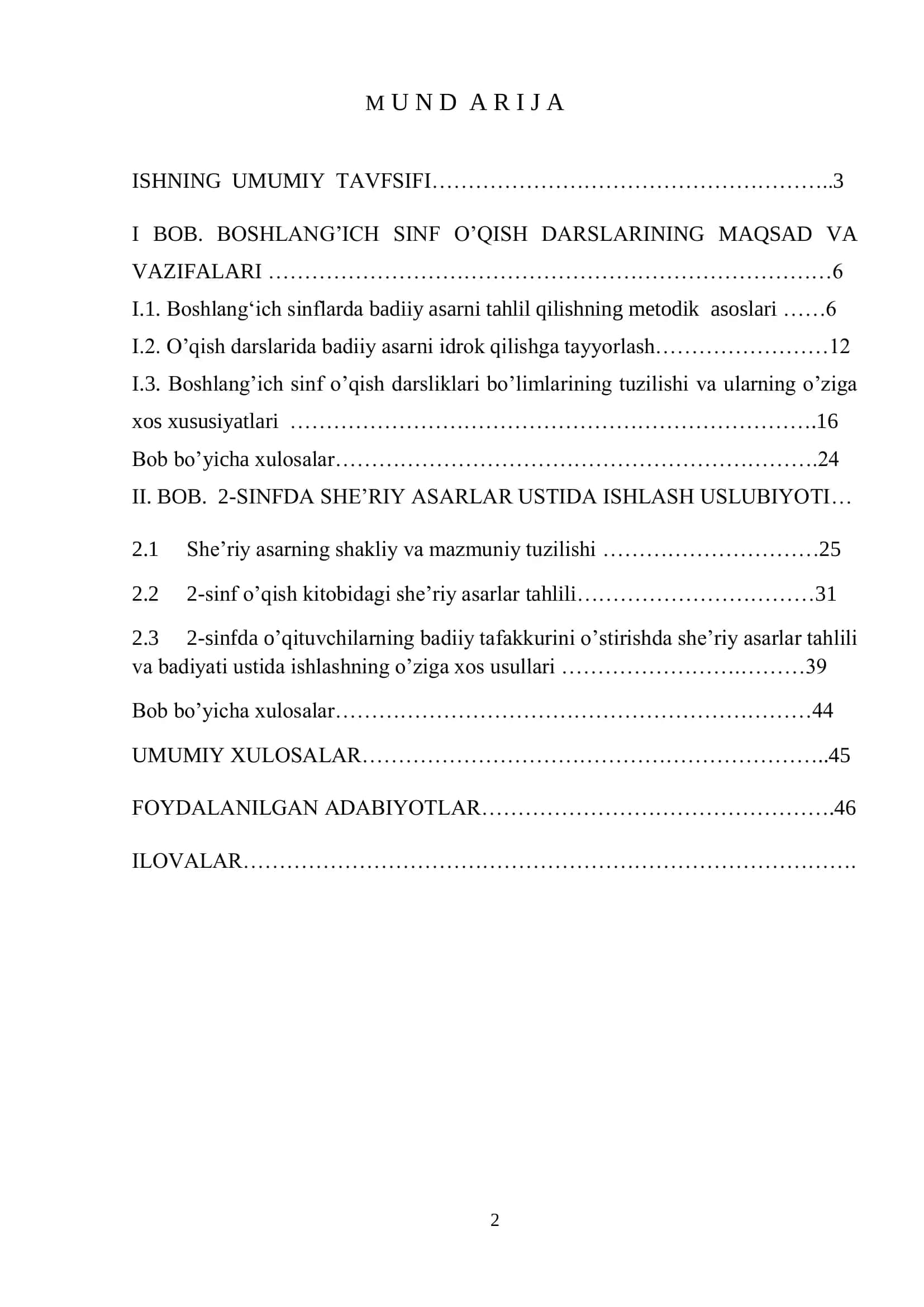 ISHNING UMUMIY TAVFSIFI 1
