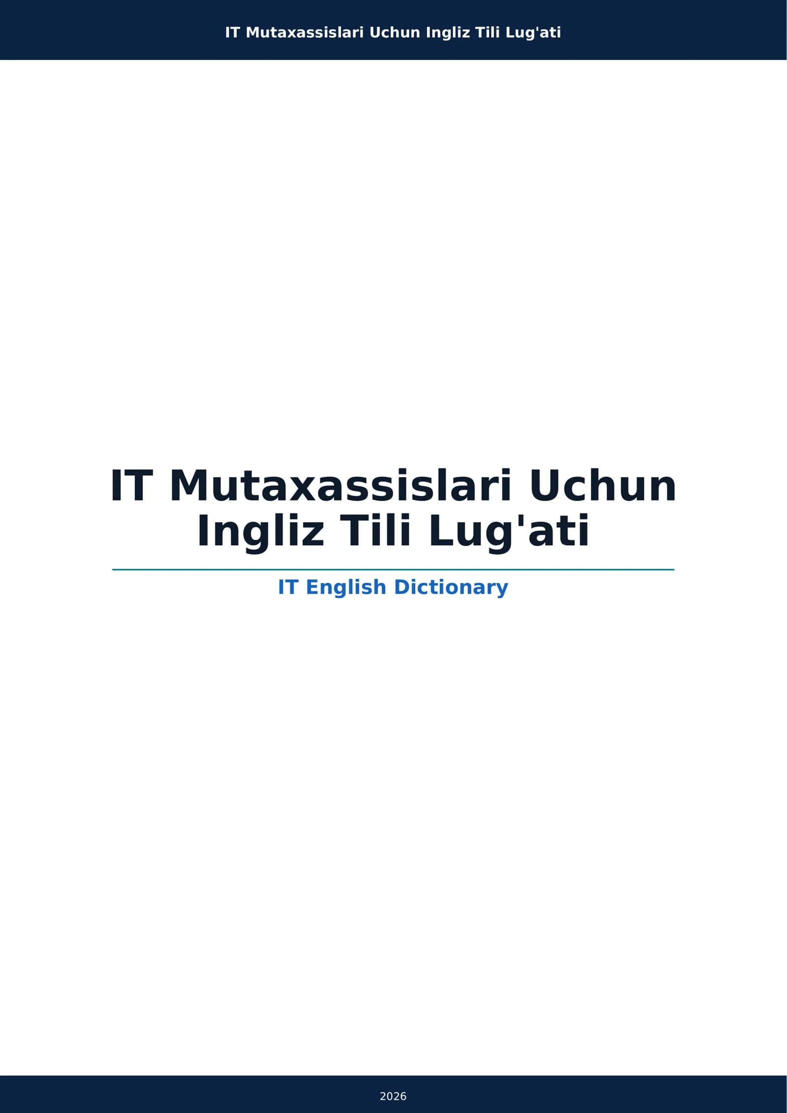 IT Mutaxassislari Uchun Ingliz Tili Lug'ati 1