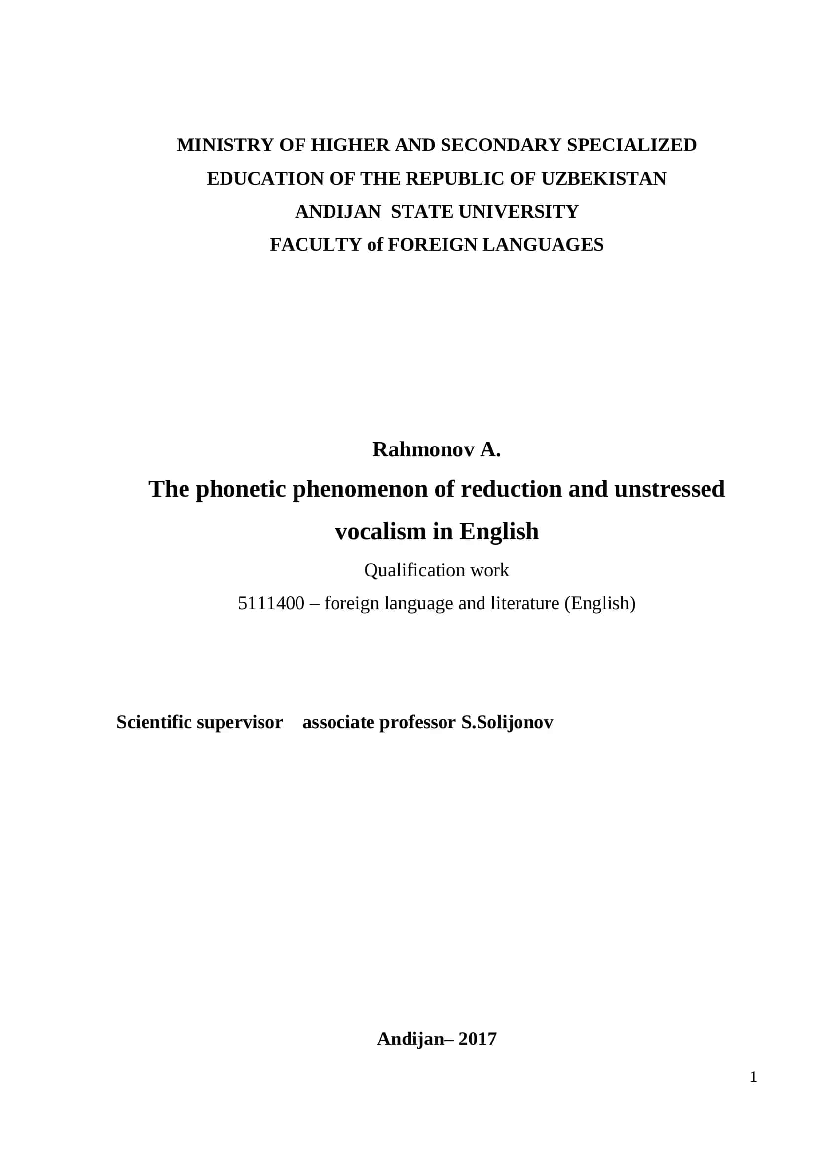 Phonetics of English Vowel Phonemes 1