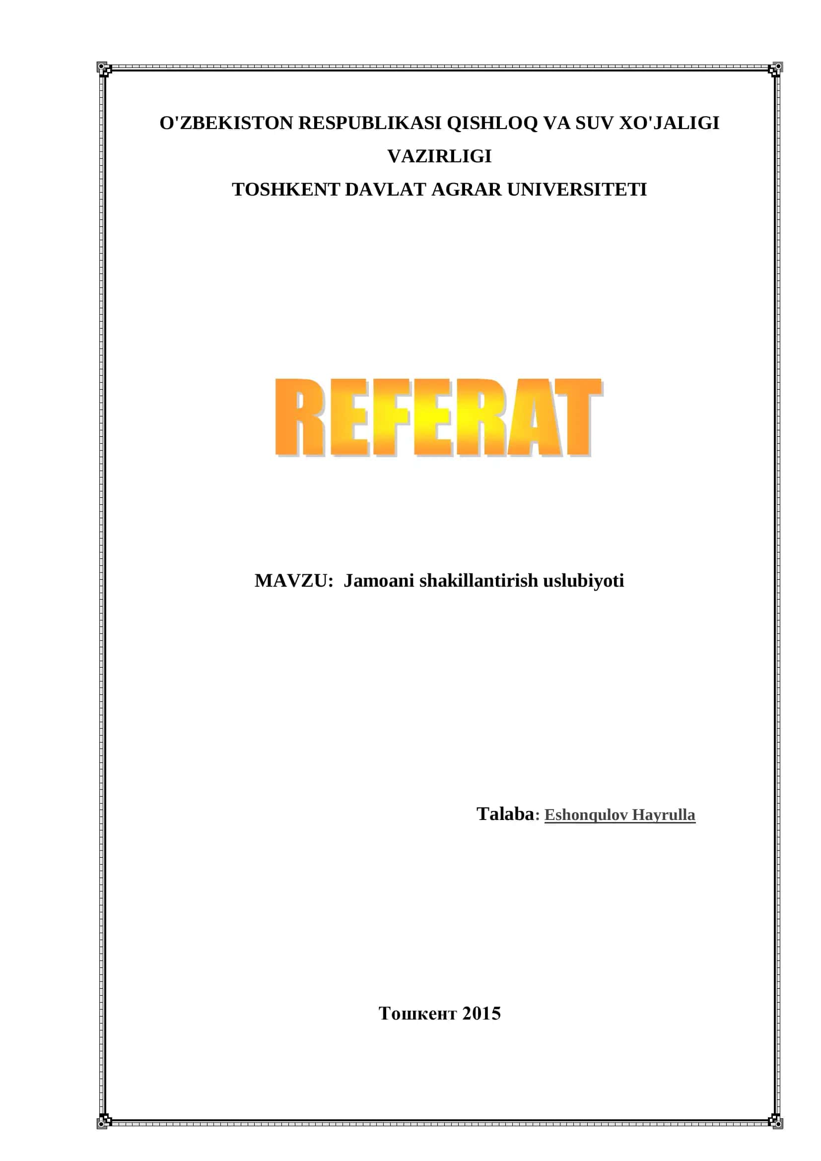 Jamoani shakillantirish uslubiyoti 1