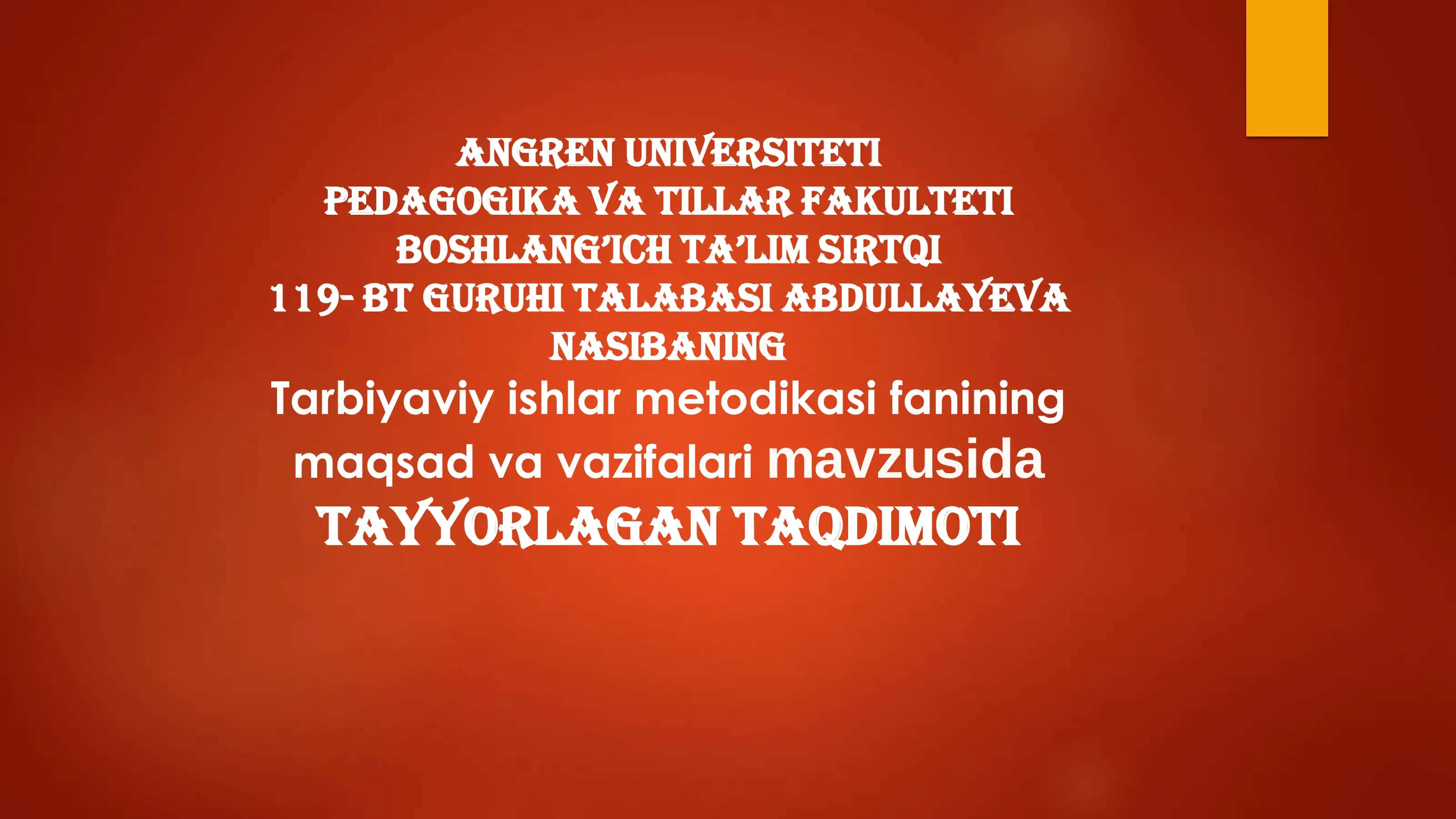 Tarbiyaviy ishlar metodikasi 1