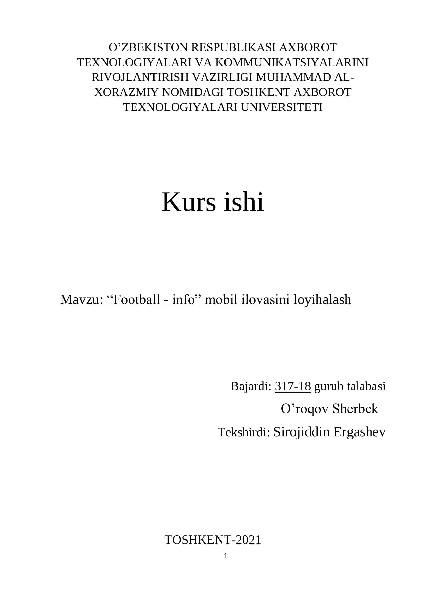 “Football - info” mobil ilovasini loyihalash 1