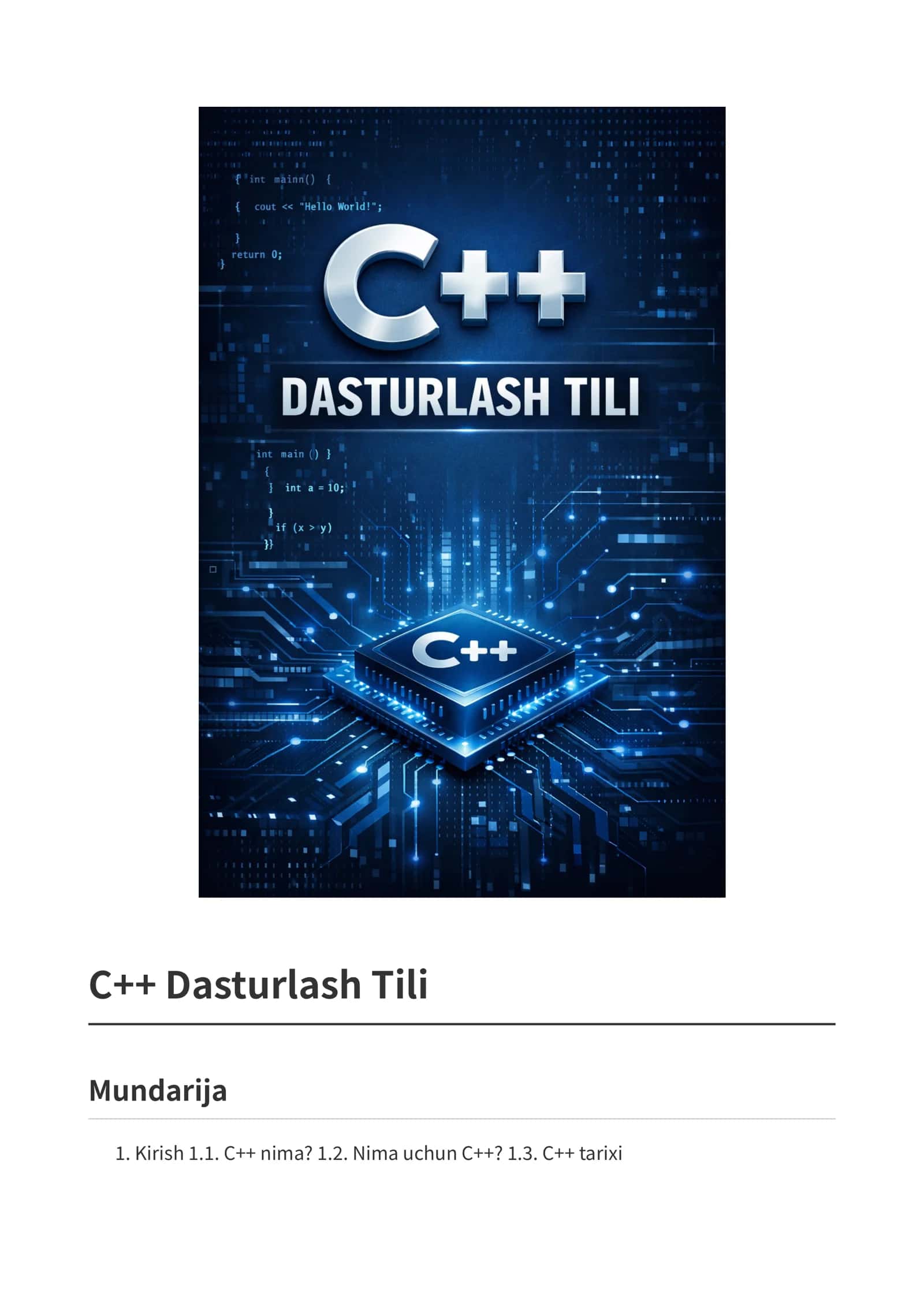 C++ Dasturlash Qo‘llanmasi 1