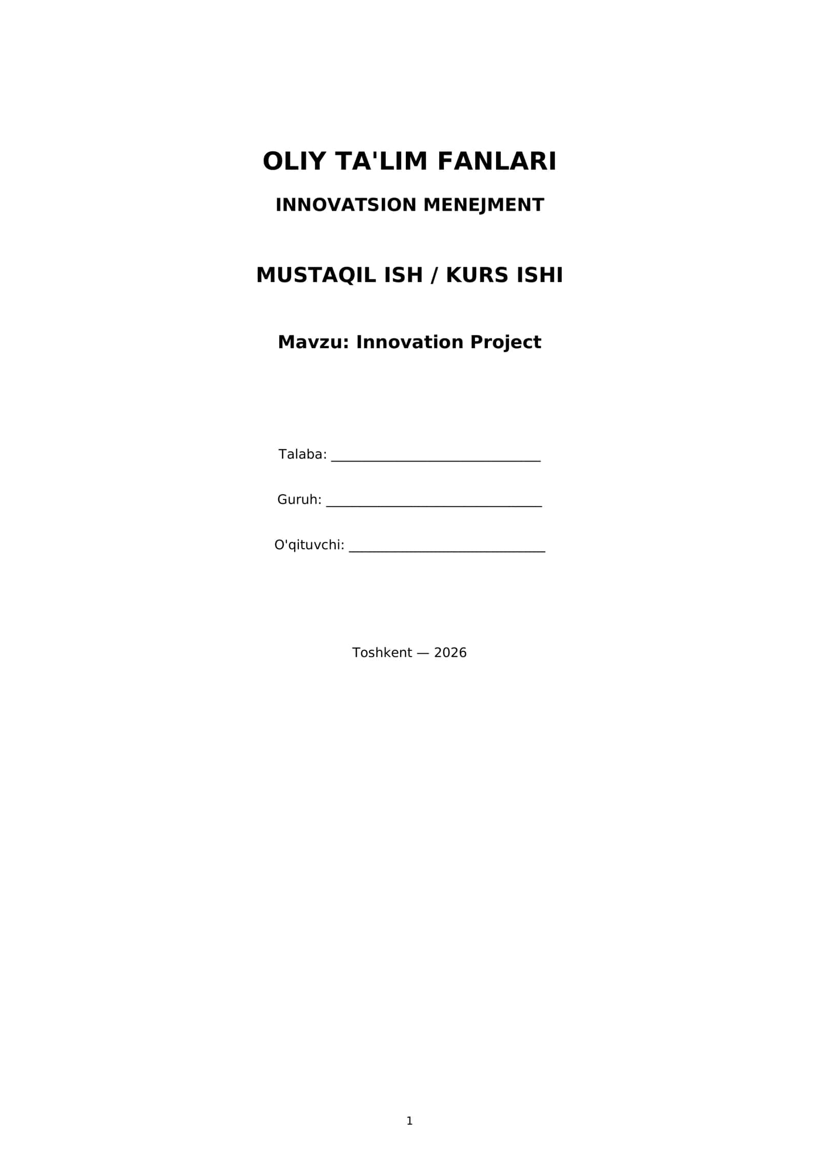 Innovation Project 1