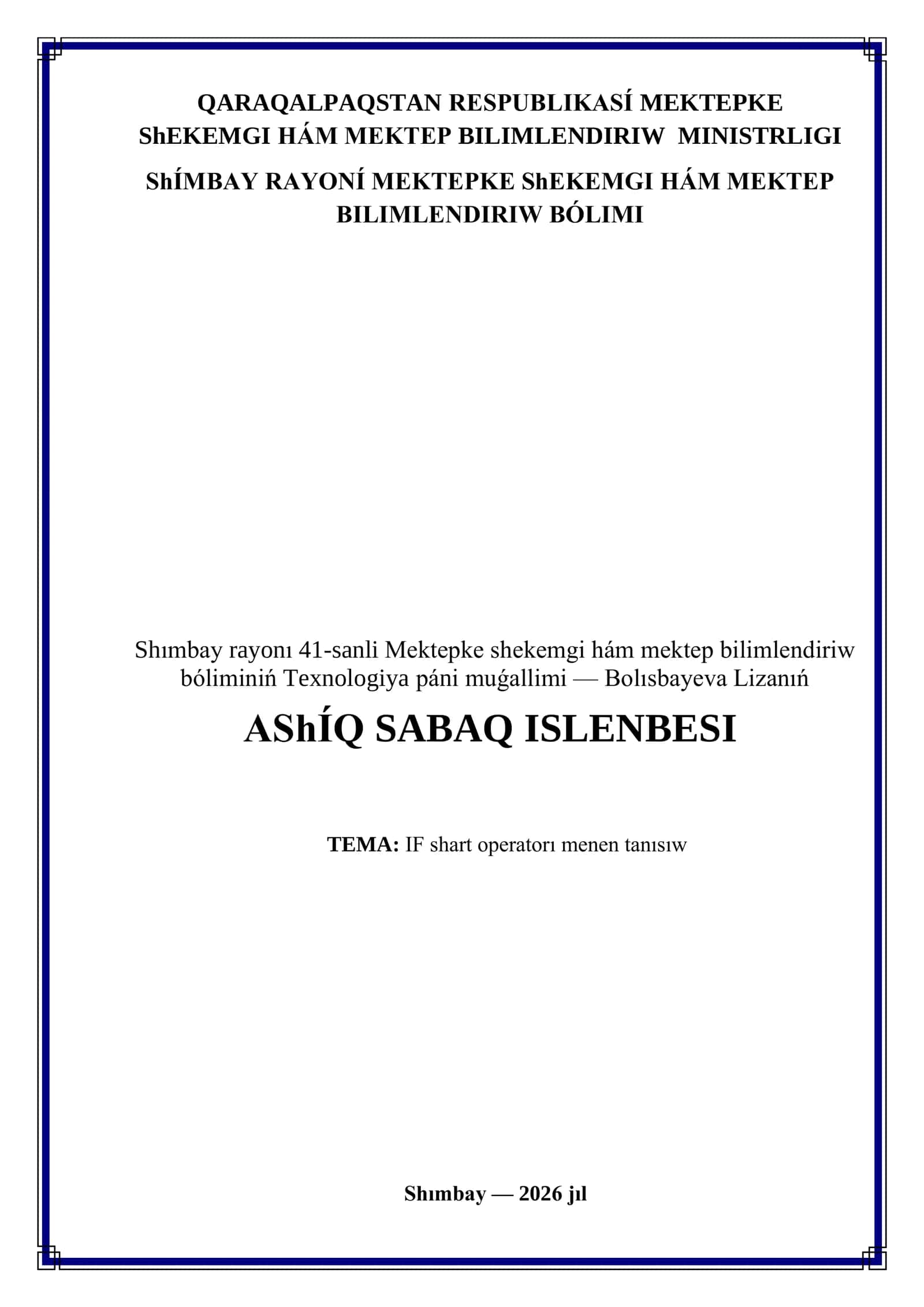 AShÍQ SABAQ ISLENBESI 1
