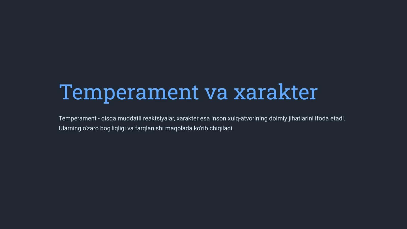 Temperament va xarakter 1