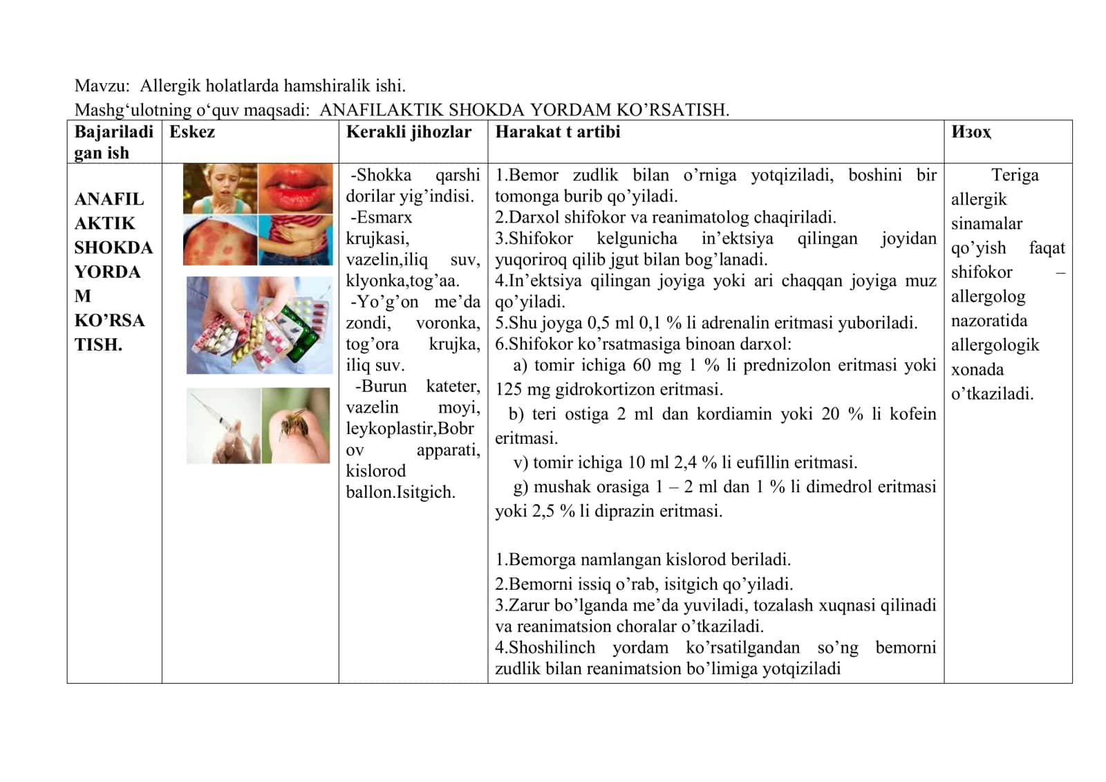 Allergik holatlarda hamshiralik ishi 1