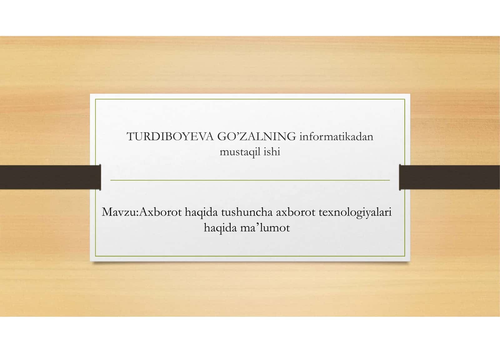 Axborot Tekhnologiyalari Haqida Umumiy Ma'lumot 1