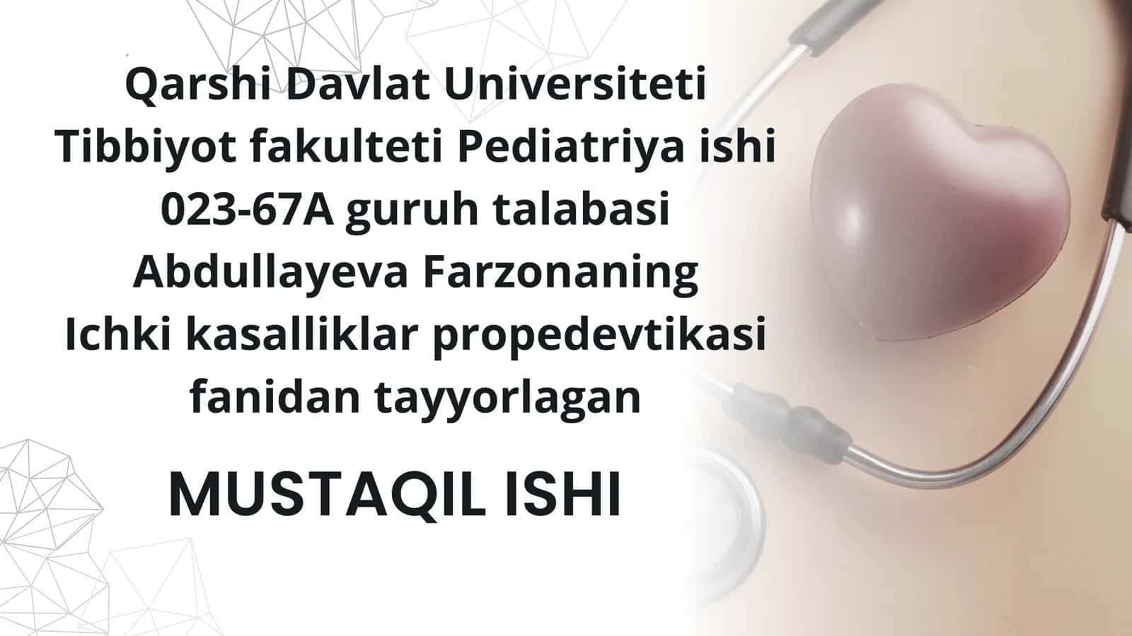 Bemorni mustaqil ko‘zdan kechirish 1
