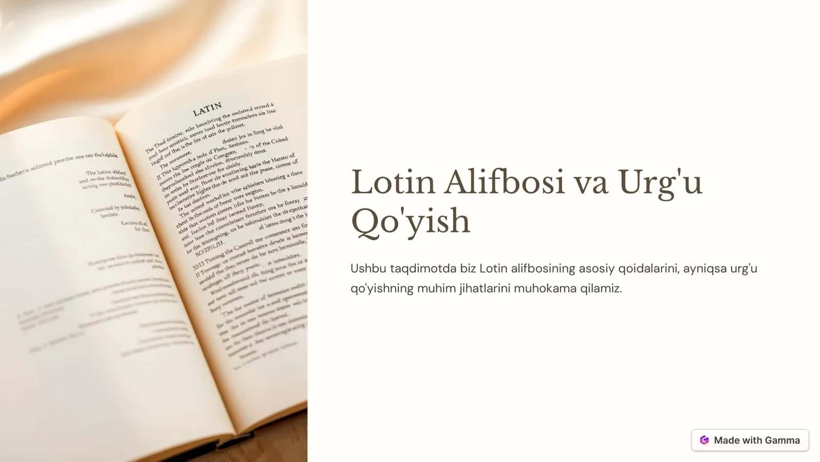 Lotin Alifbosi va Urg'u 1