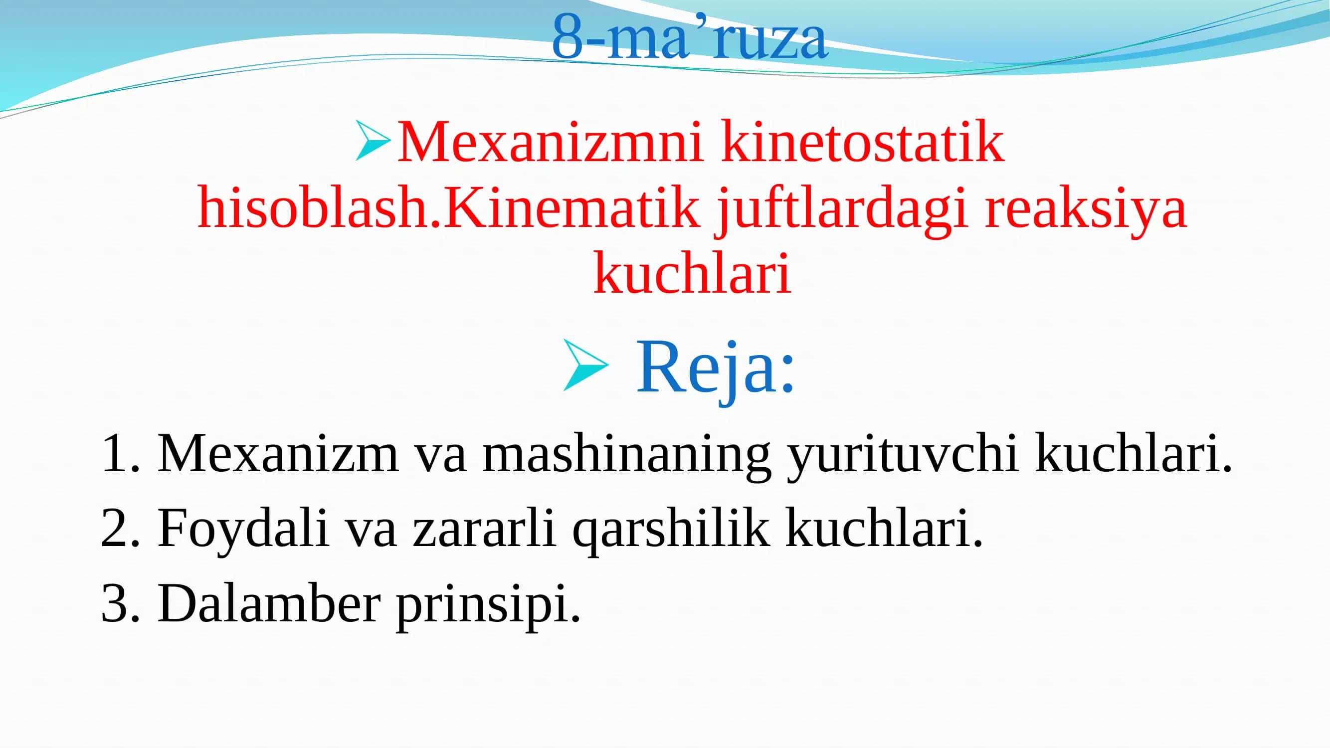 Mexanizmni kinetostatik hisoblash 1